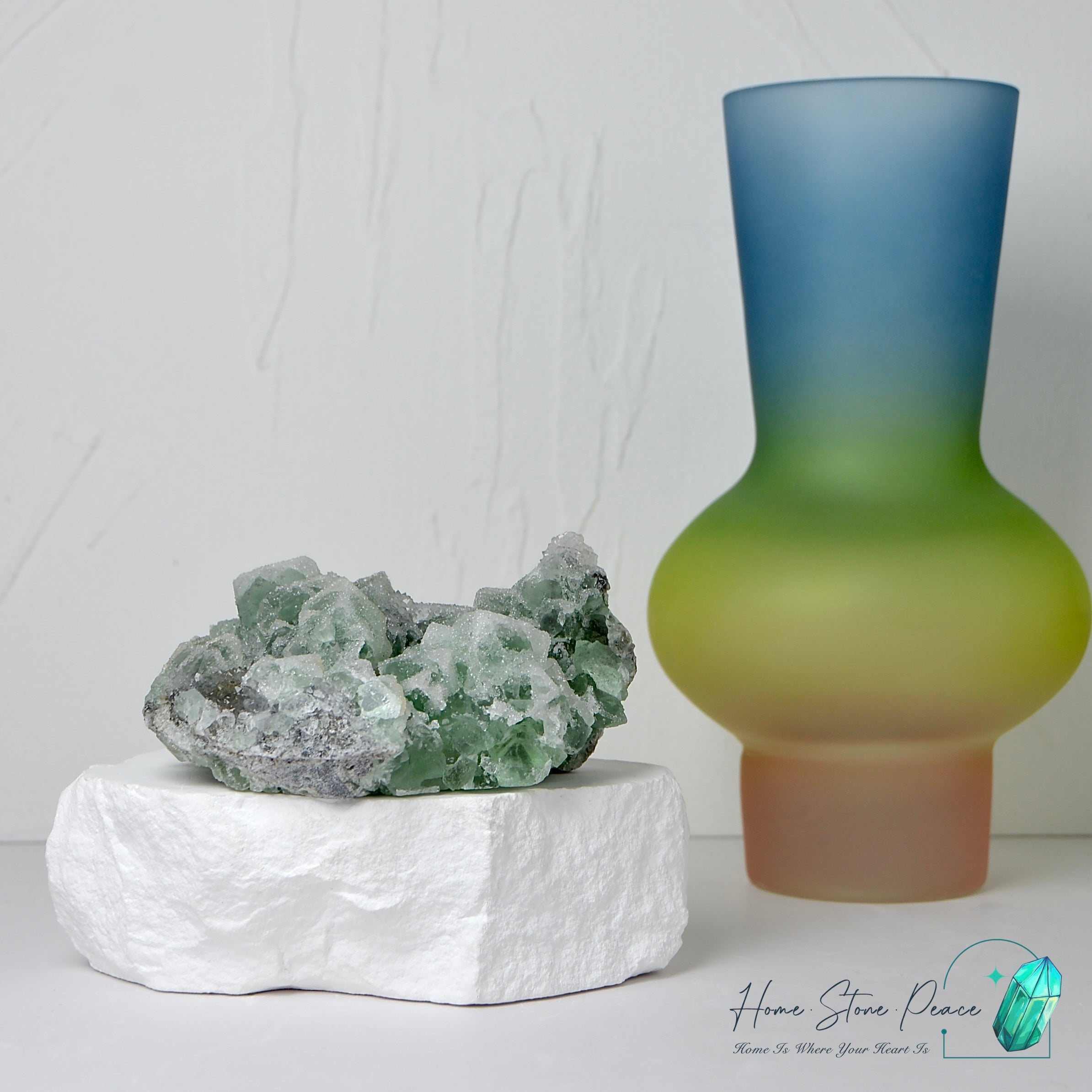 砂糖螢石原石 Green Sugar Coated Fluorite Cluster