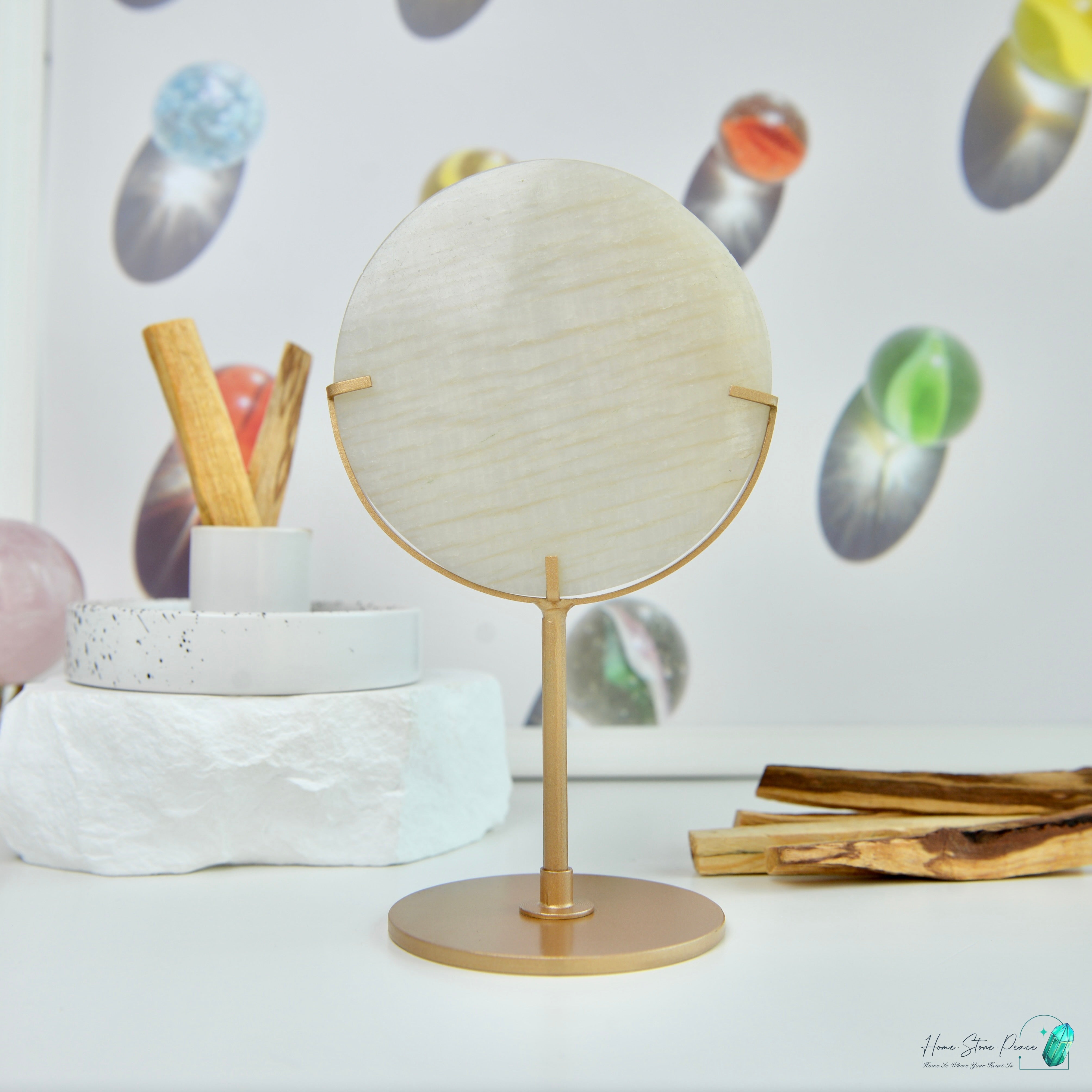 滿月月亮石連座 フルムーンムーンストーン スタンド付き