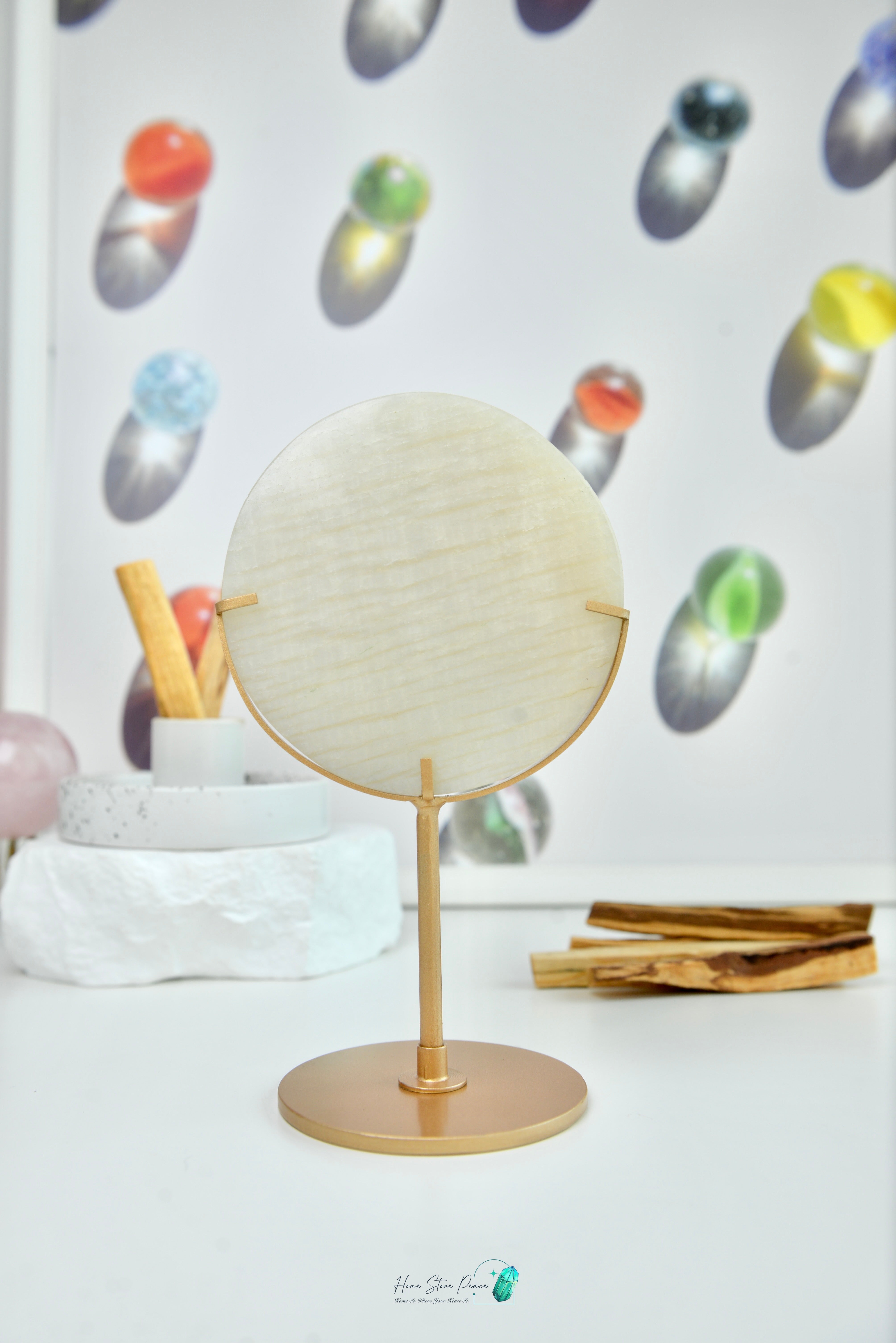 滿月月亮石連座 フルムーンムーンストーン スタンド付き