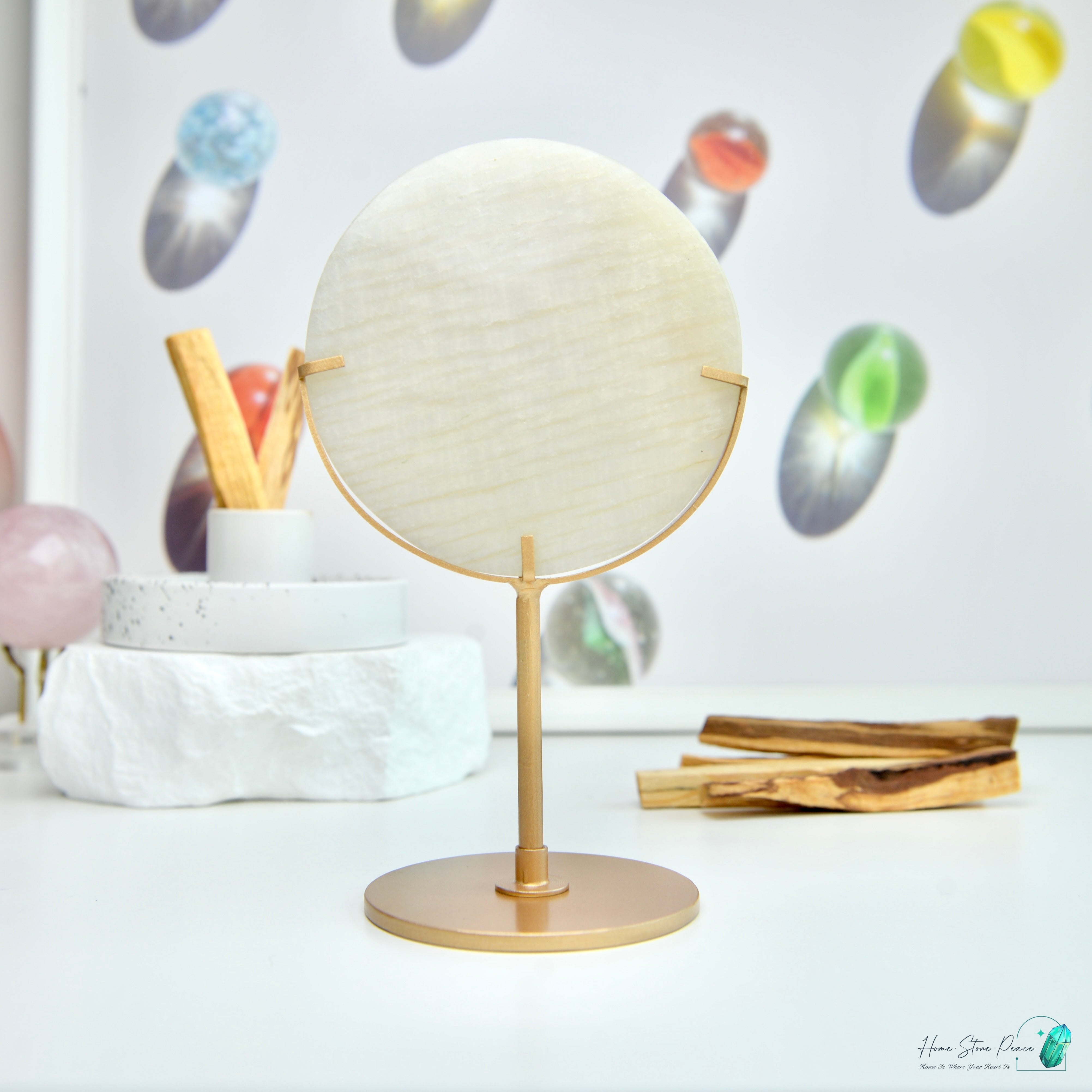 滿月月亮石連座 フルムーンムーンストーン スタンド付き