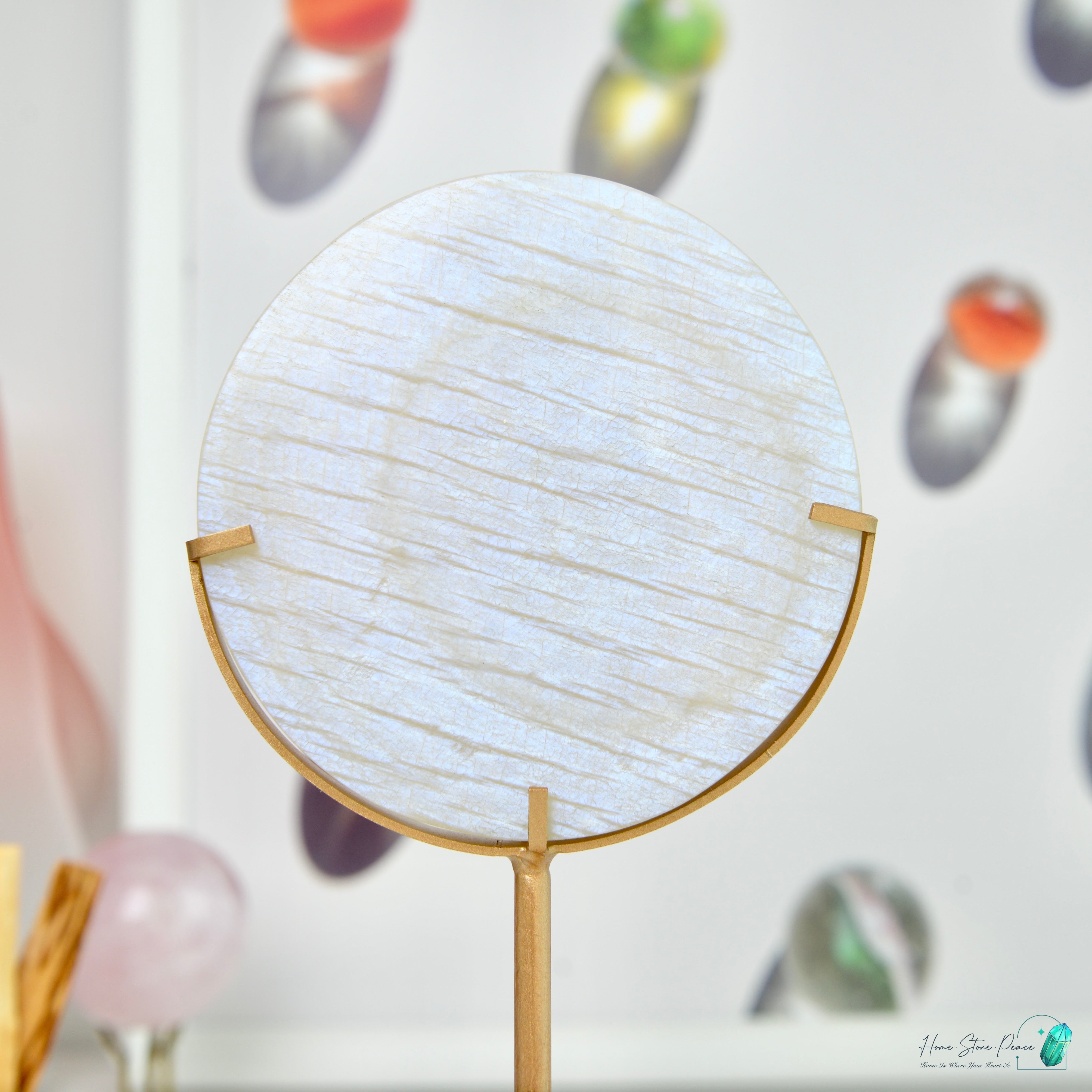 滿月月亮石連座 フルムーンムーンストーン スタンド付き