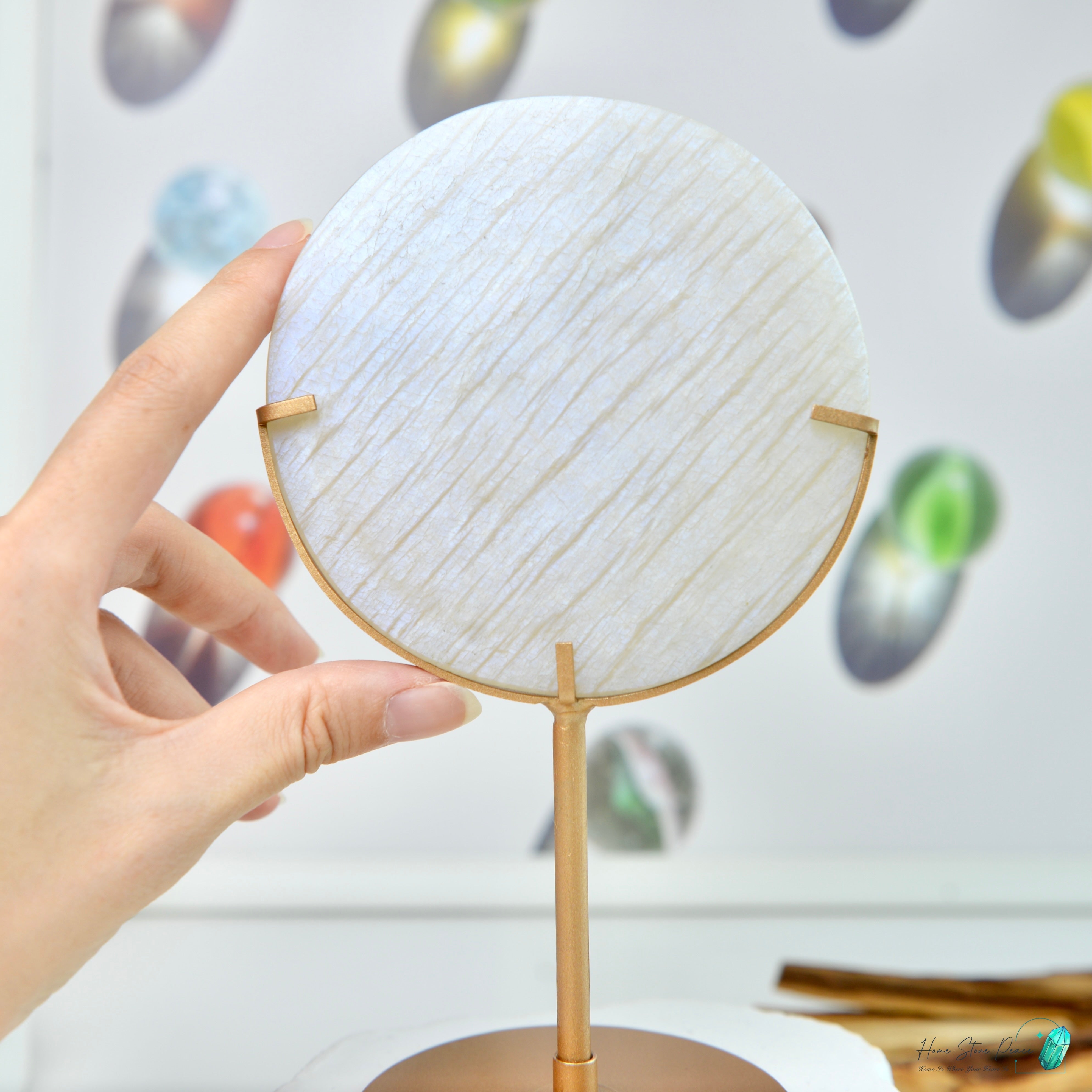 滿月月亮石連座 フルムーンムーンストーン スタンド付き