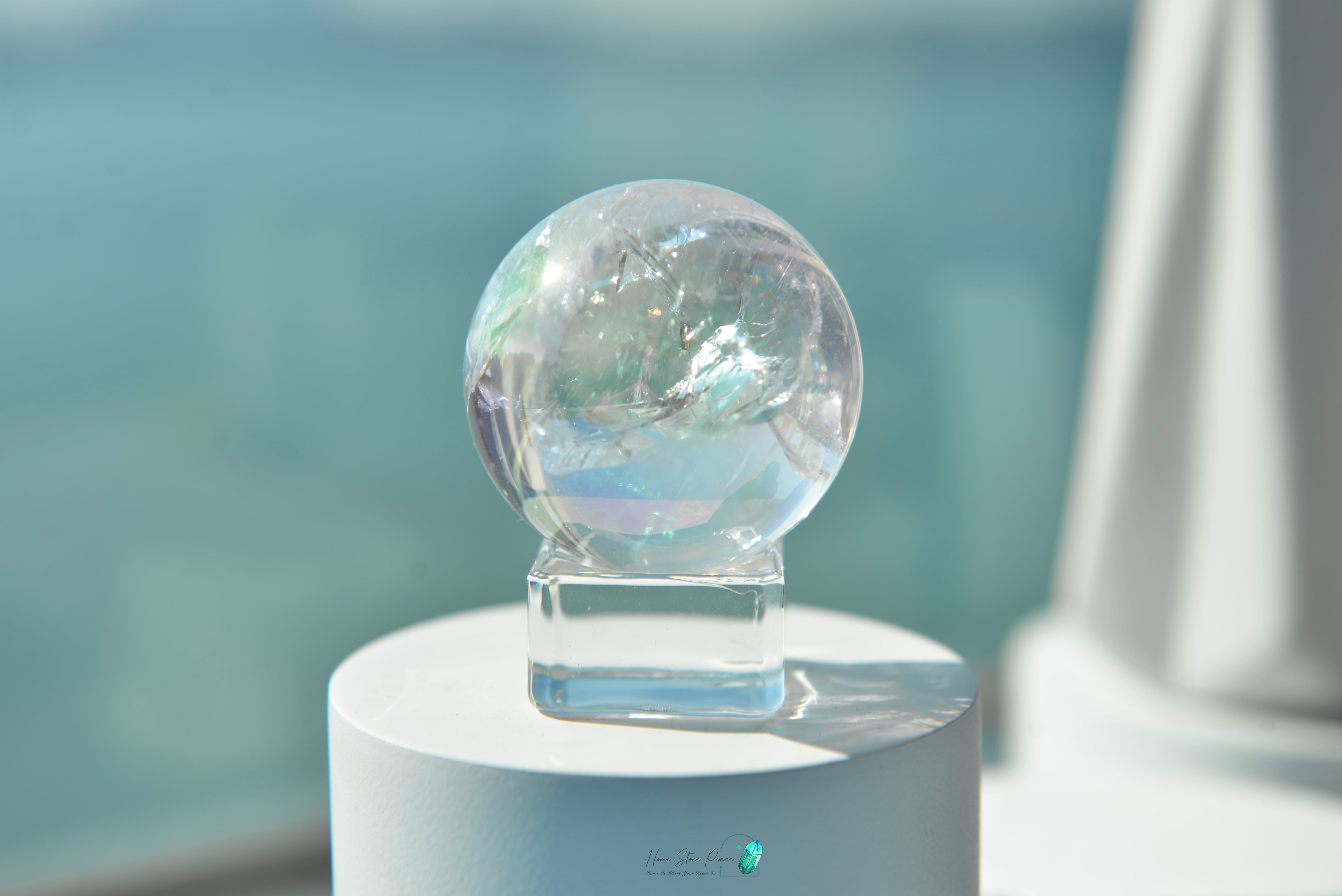 天使光鍍彩白水晶球 Aura Clear Quartz Sphere