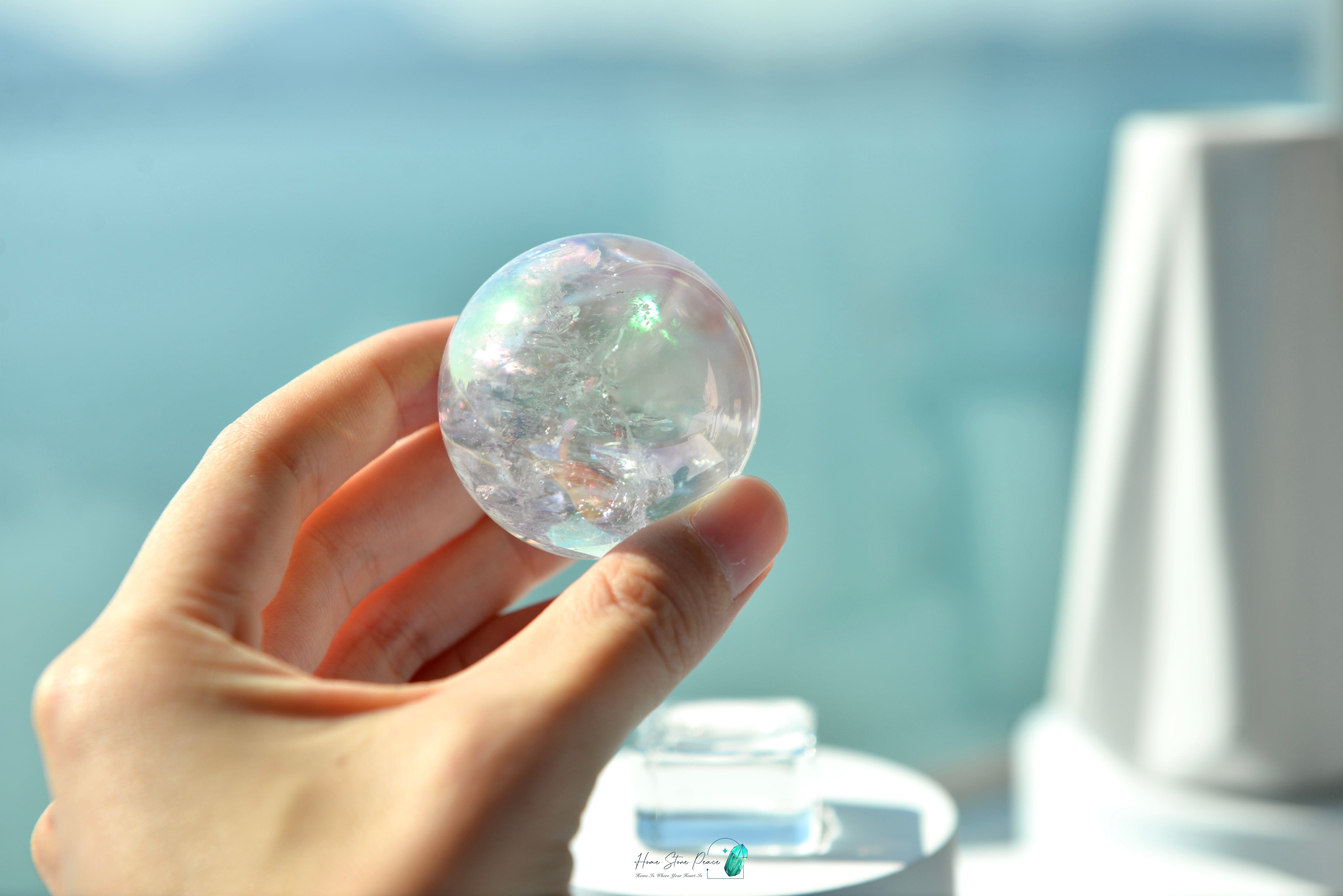 天使光鍍彩白水晶球 Aura Clear Quartz Sphere
