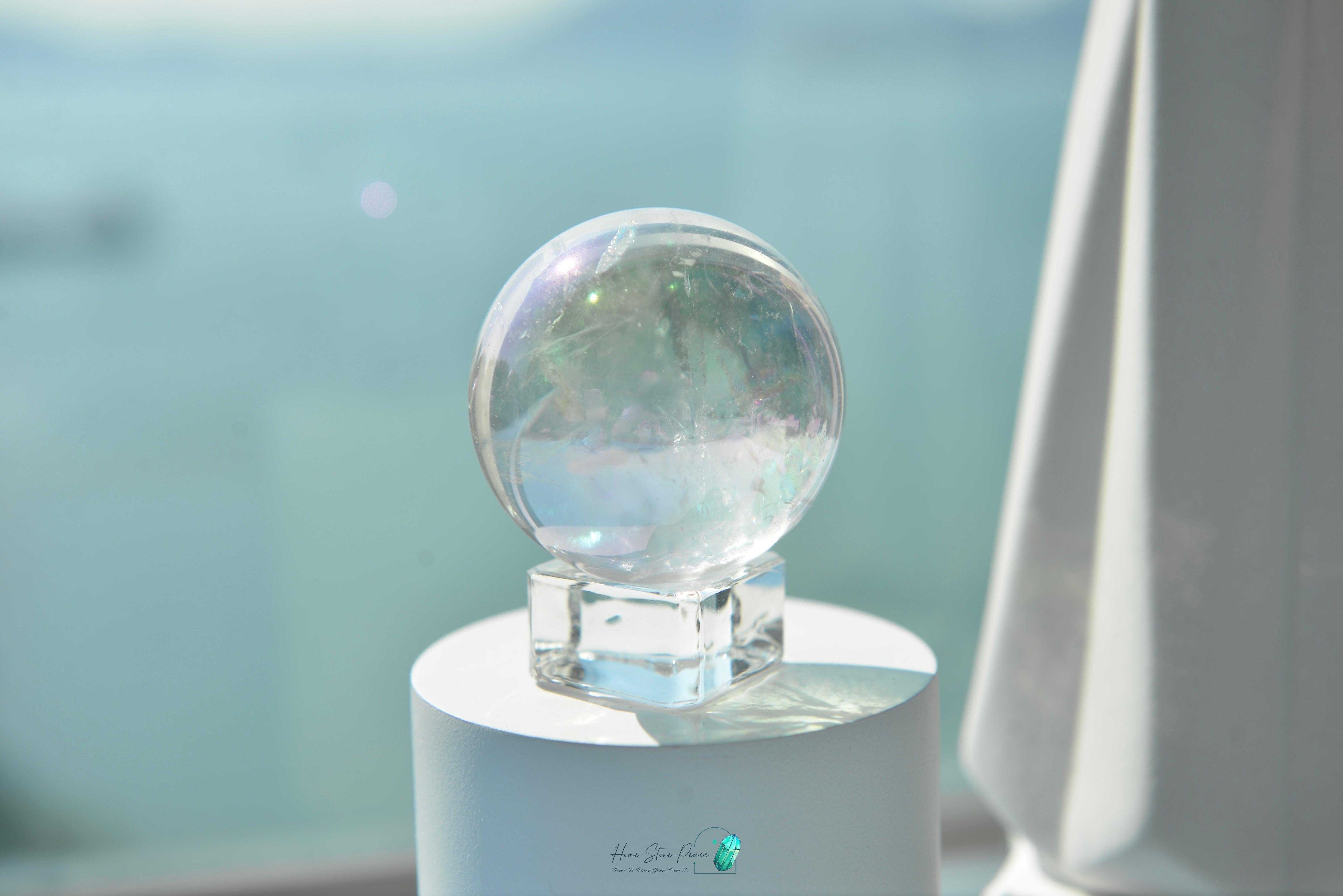 天使光鍍彩白水晶球 Aura Clear Quartz Sphere