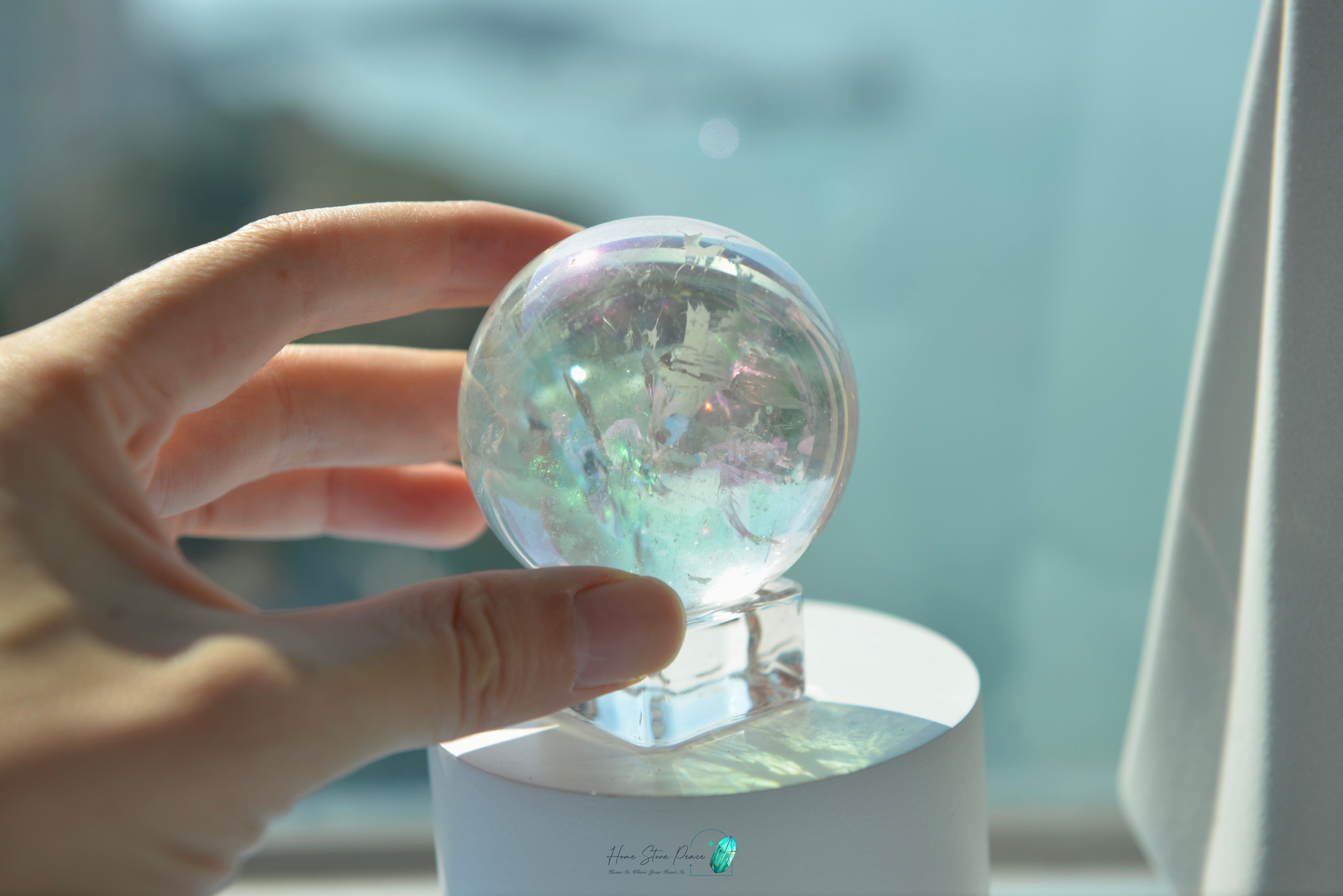 天使光鍍彩白水晶球 Aura Clear Quartz Sphere