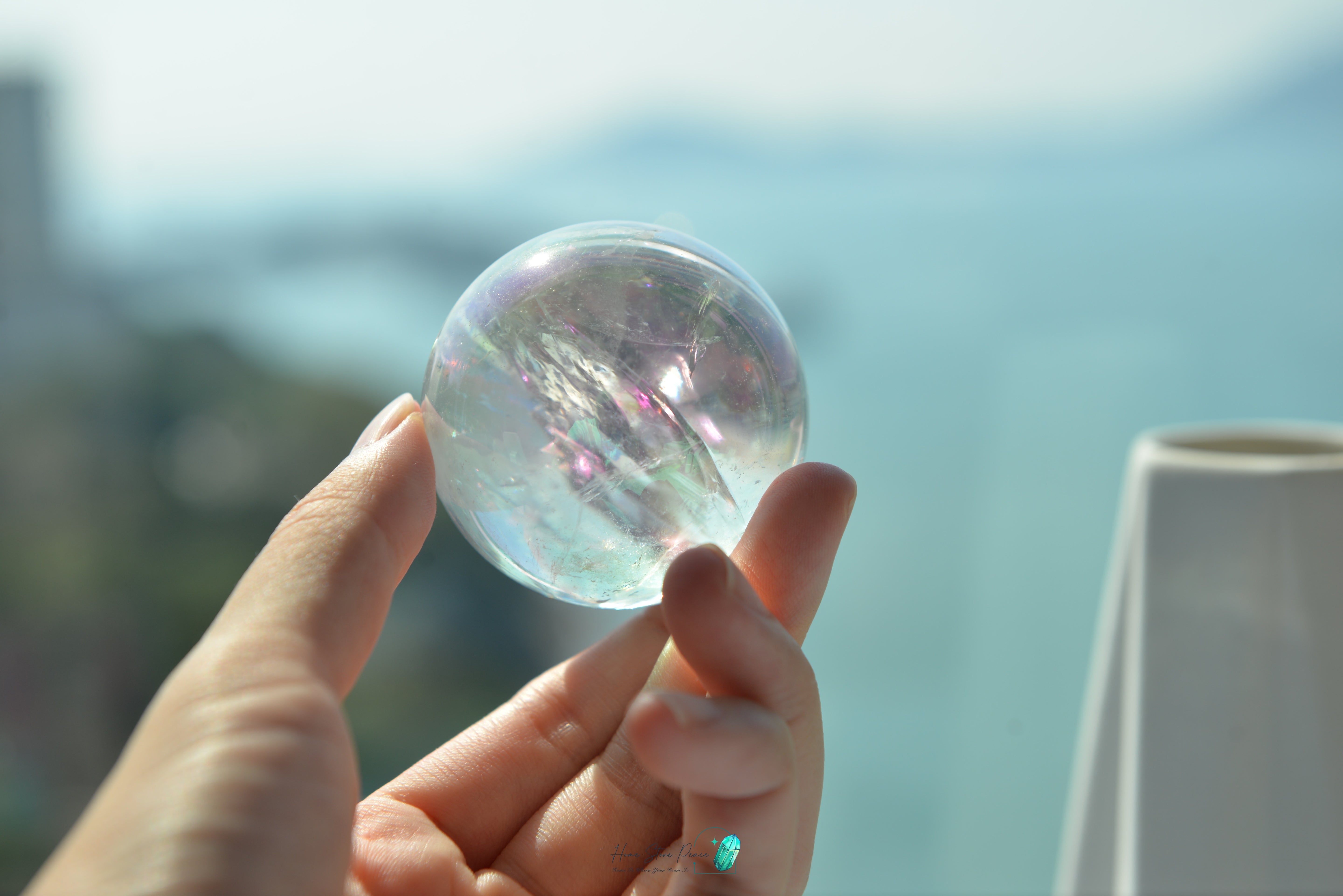 天使光鍍彩白水晶球 Aura Clear Quartz Sphere