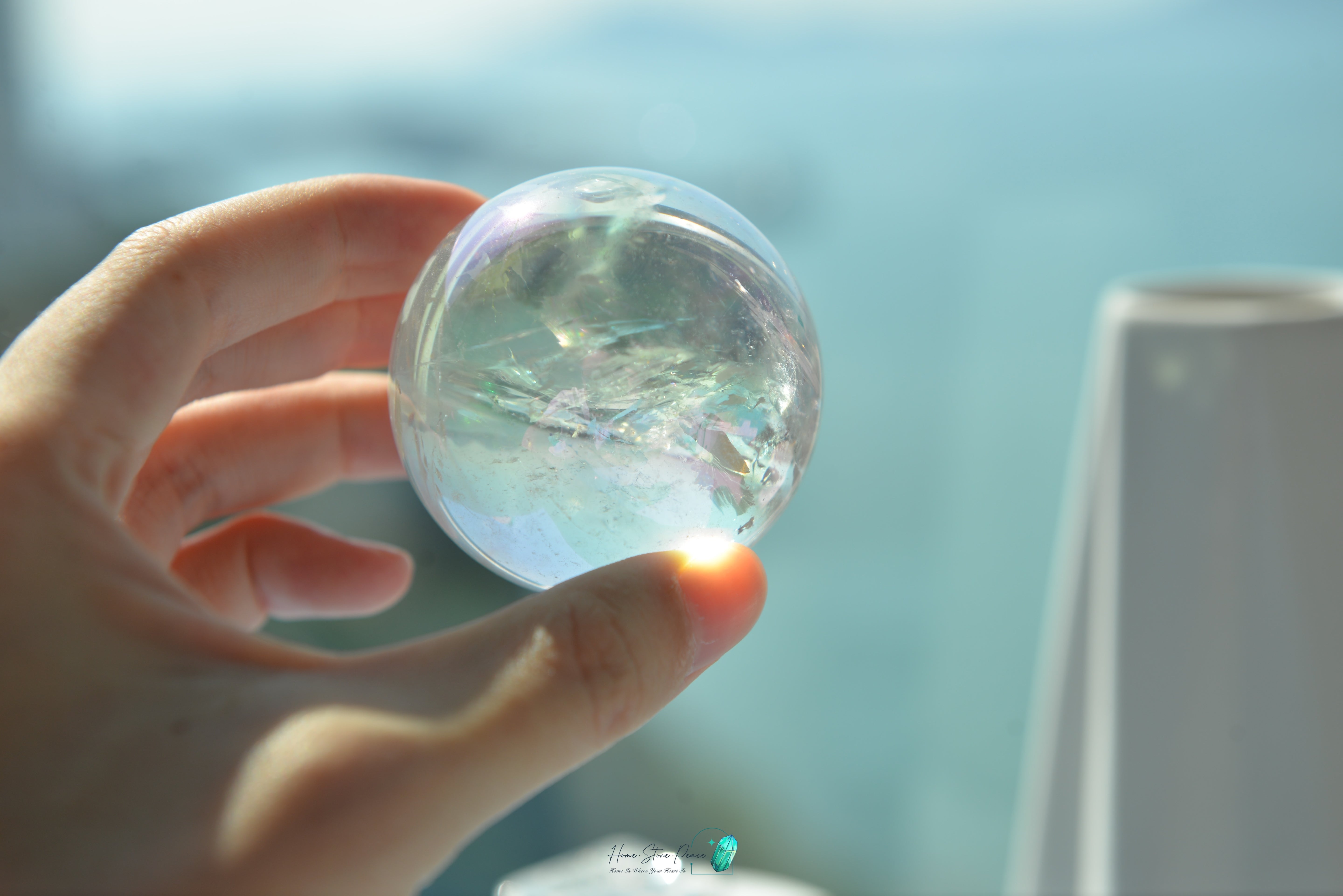 天使光鍍彩白水晶球 Aura Clear Quartz Sphere