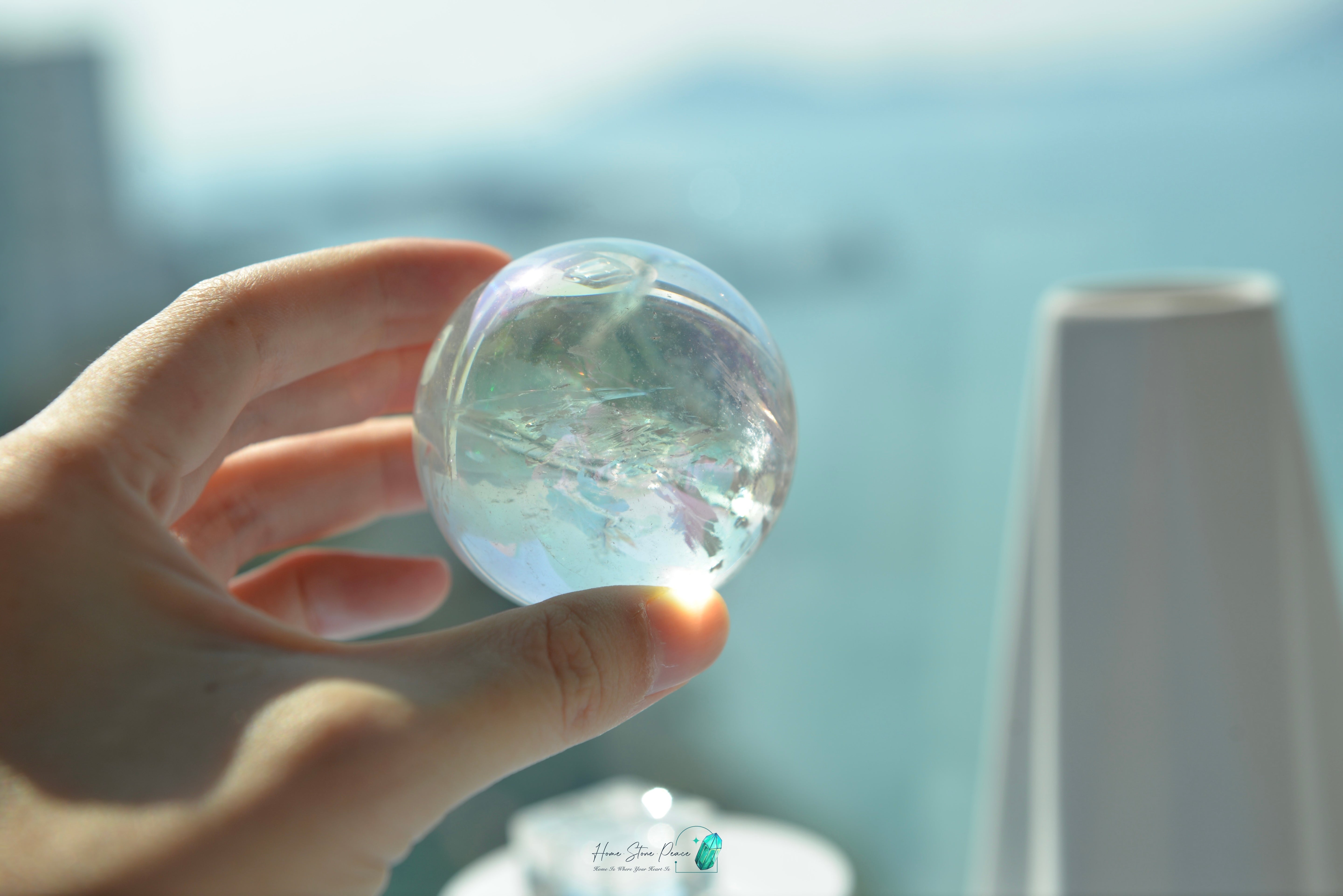 天使光鍍彩白水晶球 Aura Clear Quartz Sphere