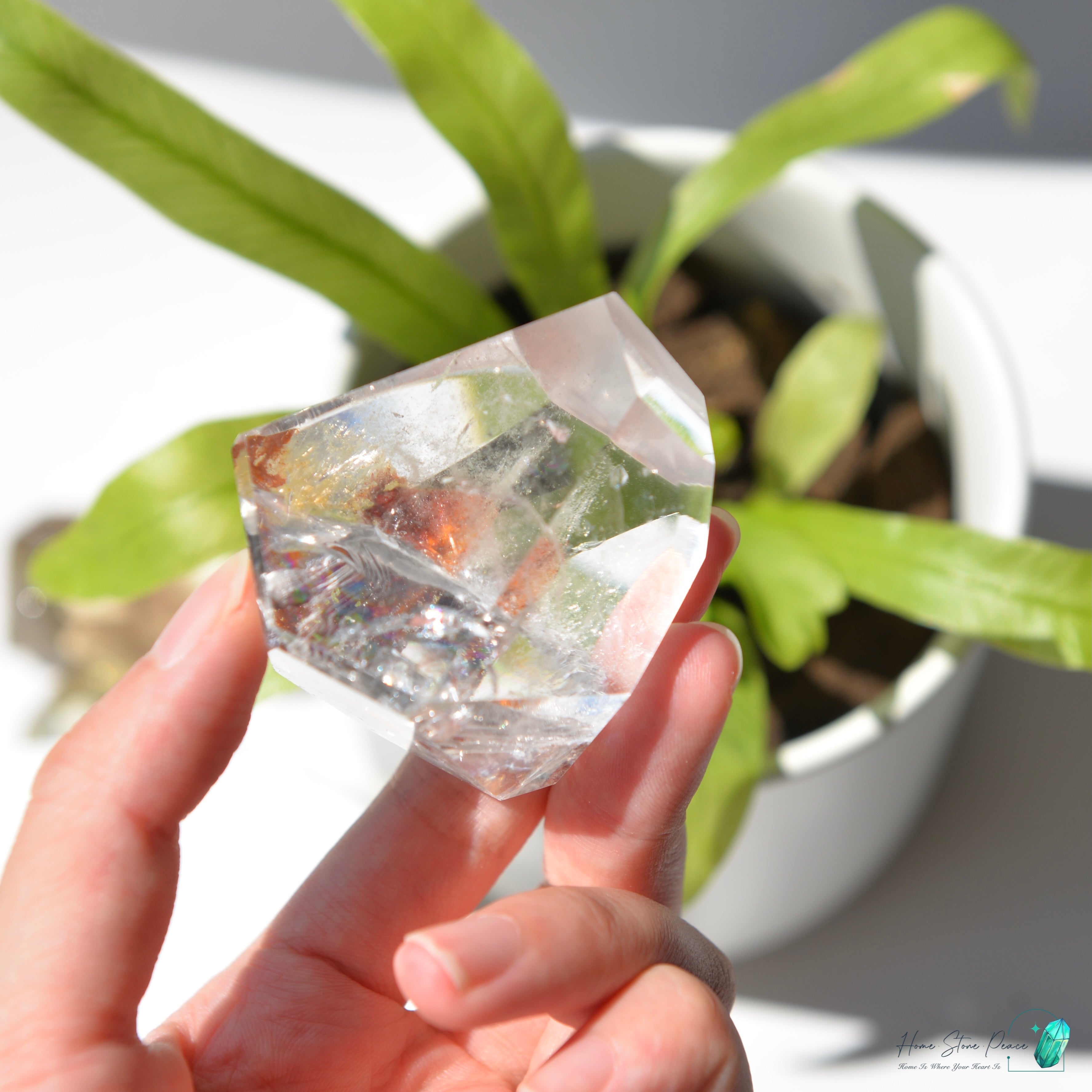 紅黃膠花水晶隨形(含彩虹)赤と黄色のヘマトイドクォーツ フリーフォーム