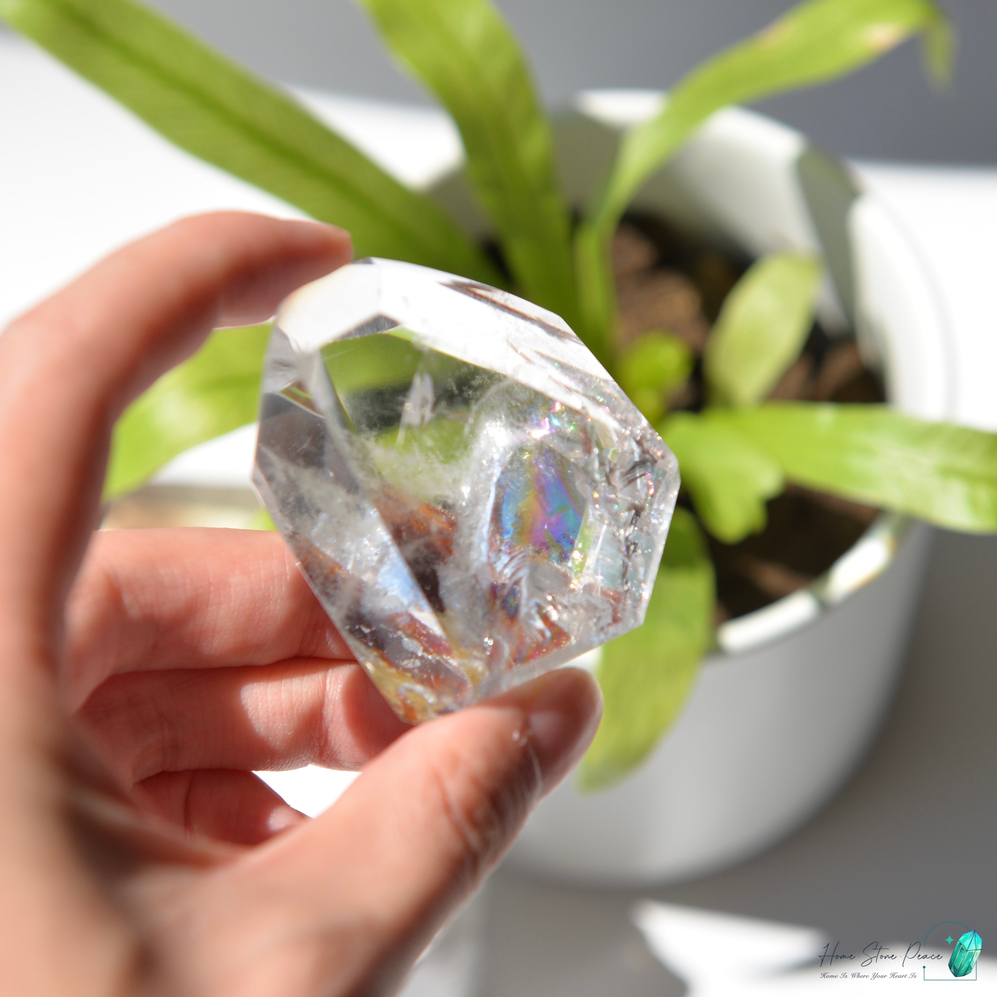 紅黃膠花水晶隨形(含彩虹)赤と黄色のヘマトイドクォーツ フリーフォーム