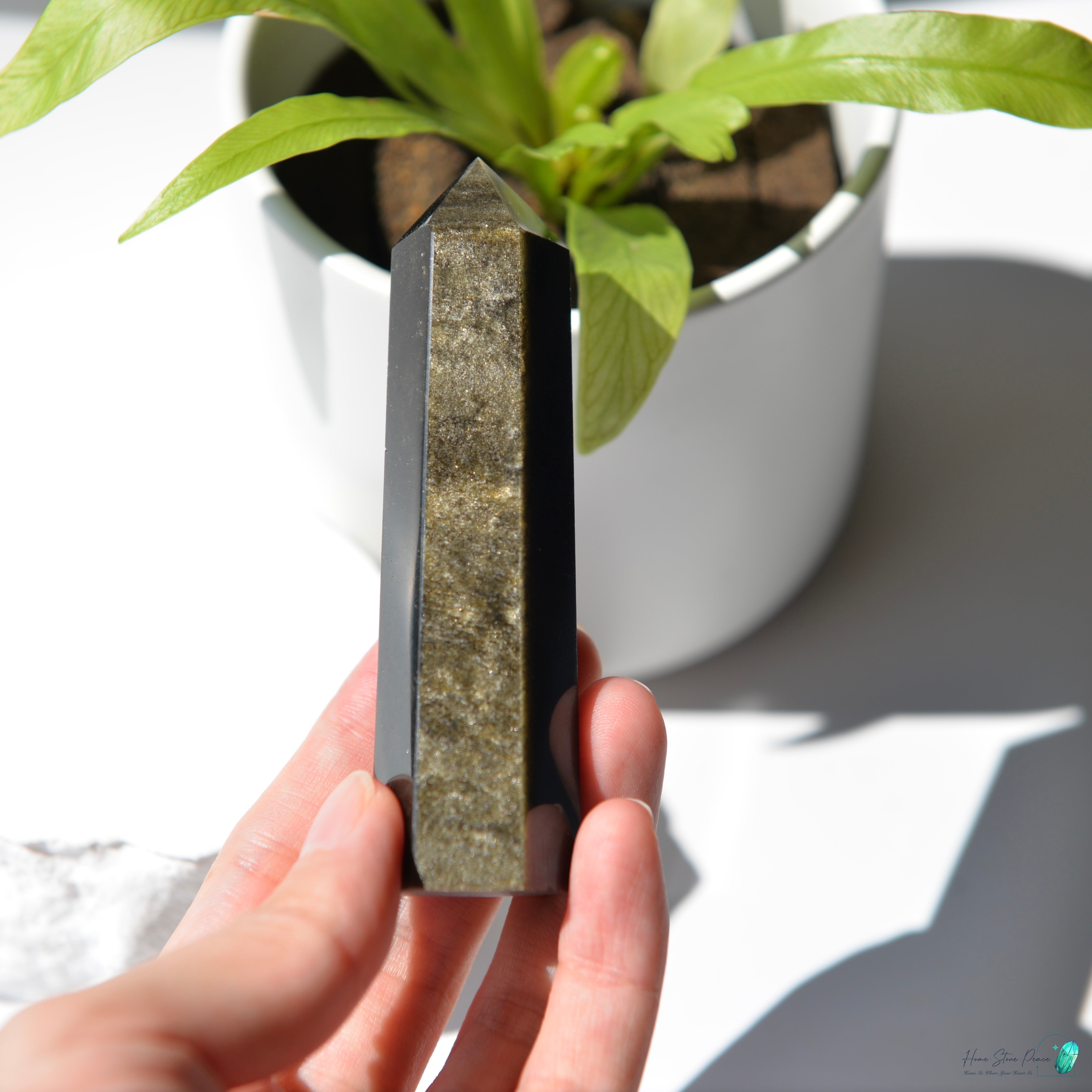 金曜石小柱 Gold Sheen Obsidian Tower