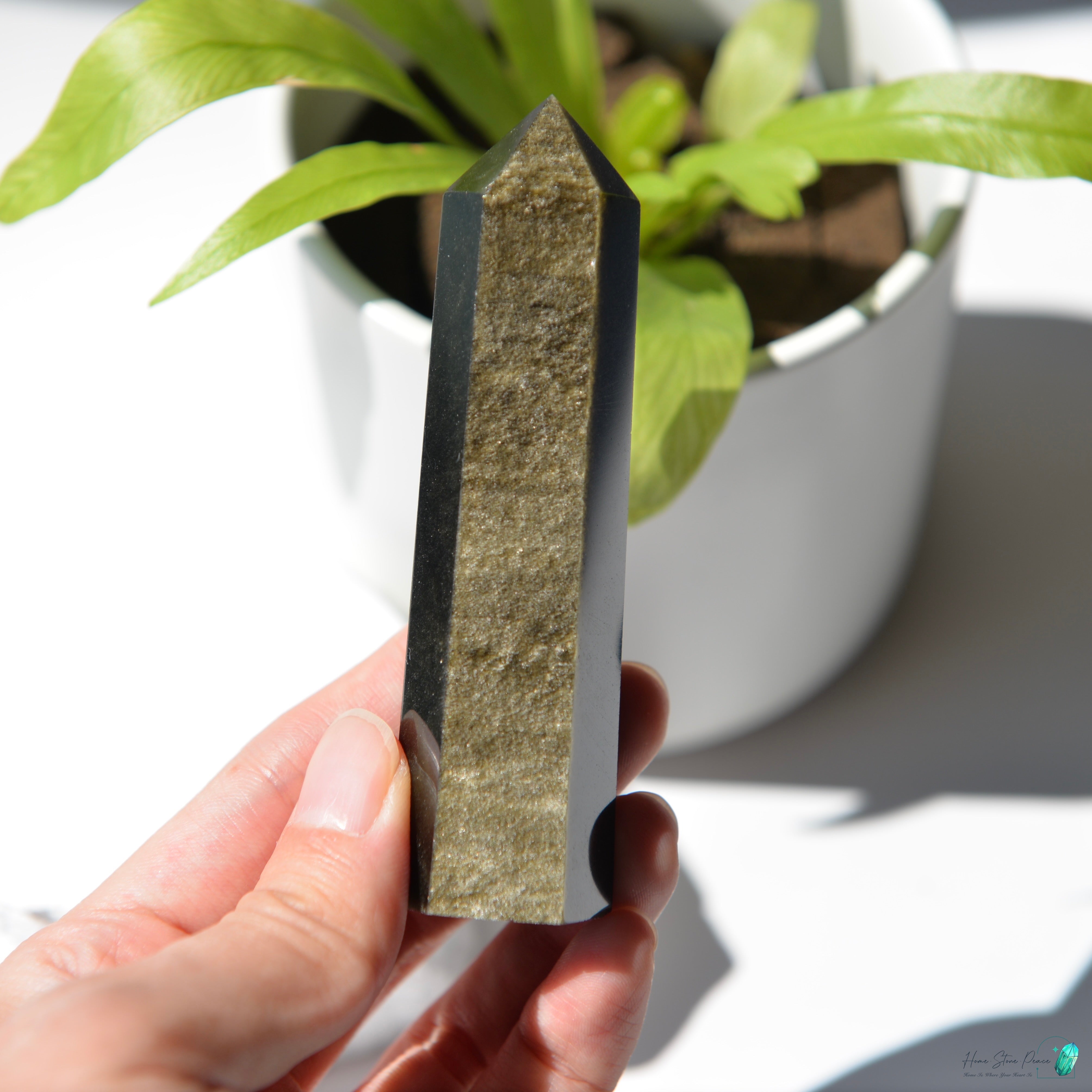 金曜石小柱 Gold Sheen Obsidian Tower