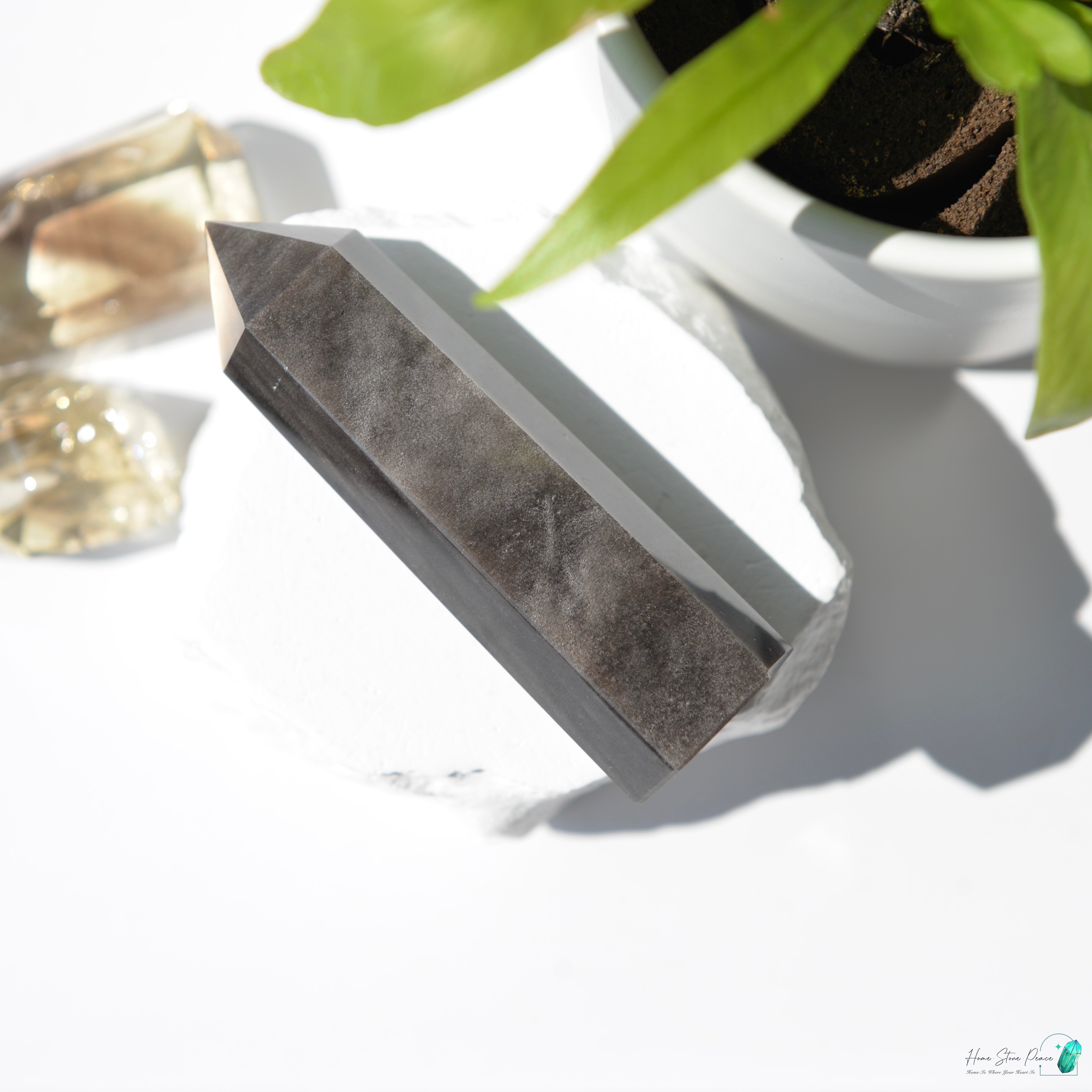 銀曜石小柱 Silver Sheen Obsidian Tower