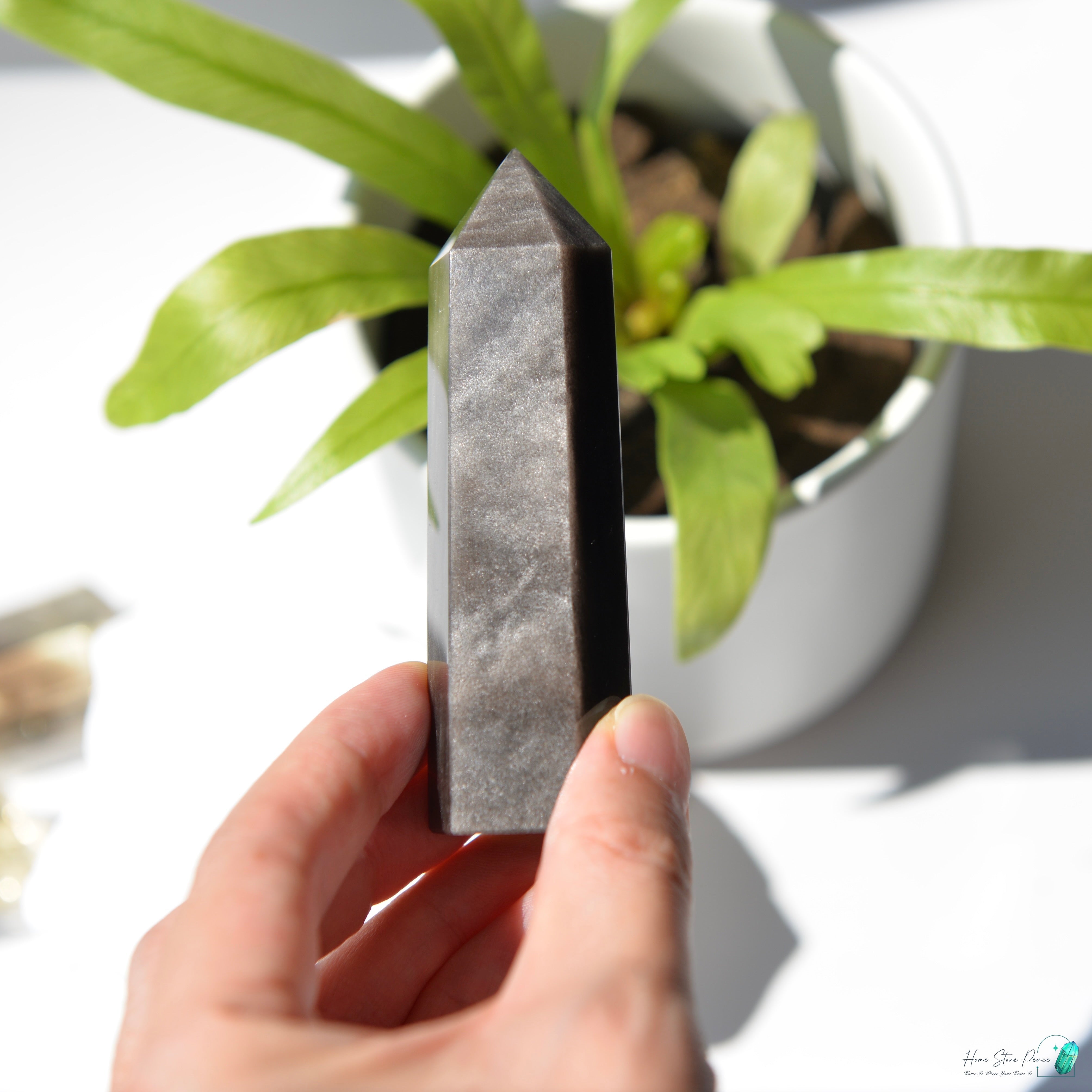 銀曜石小柱 Silver Sheen Obsidian Tower