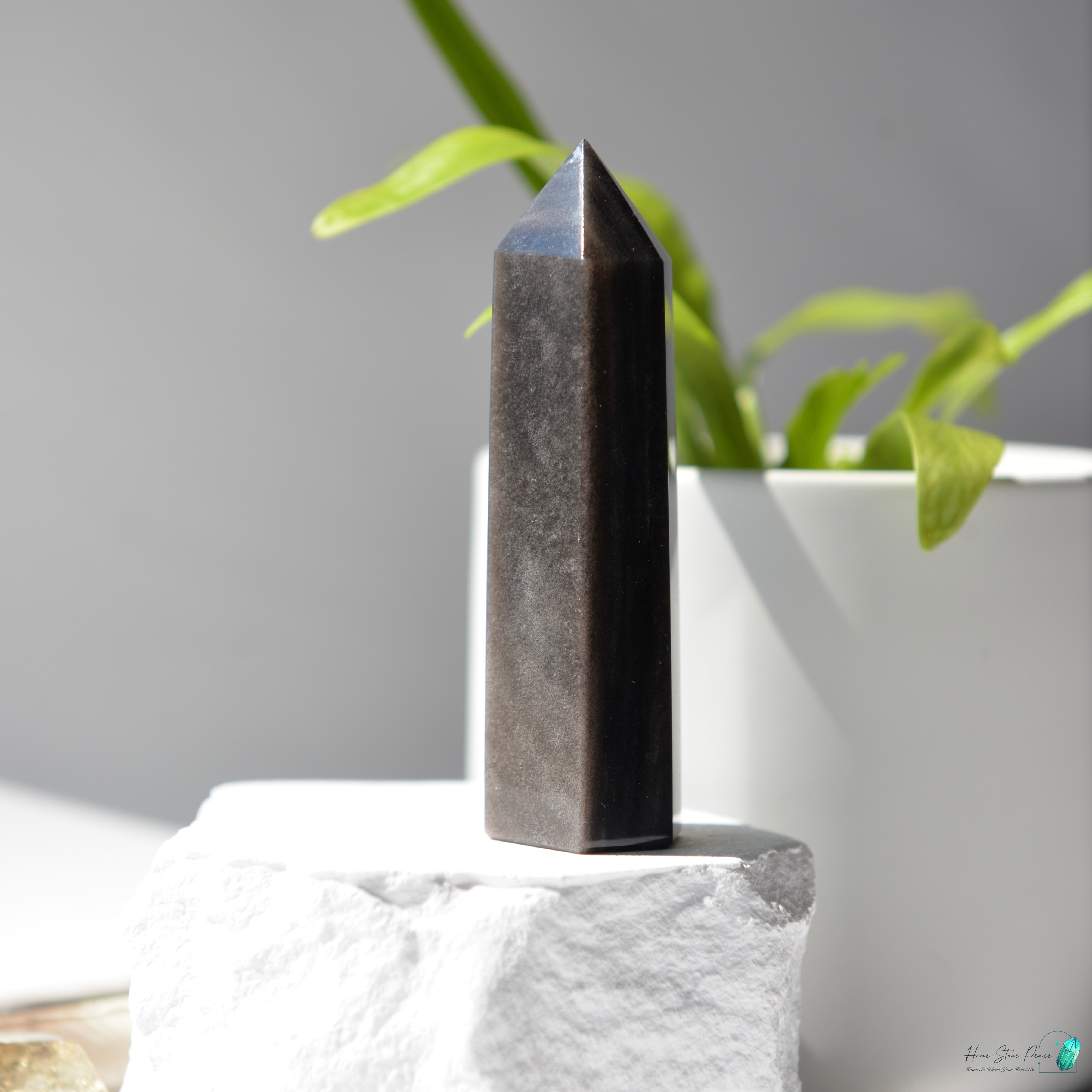 銀曜石小柱 Silver Sheen Obsidian Tower