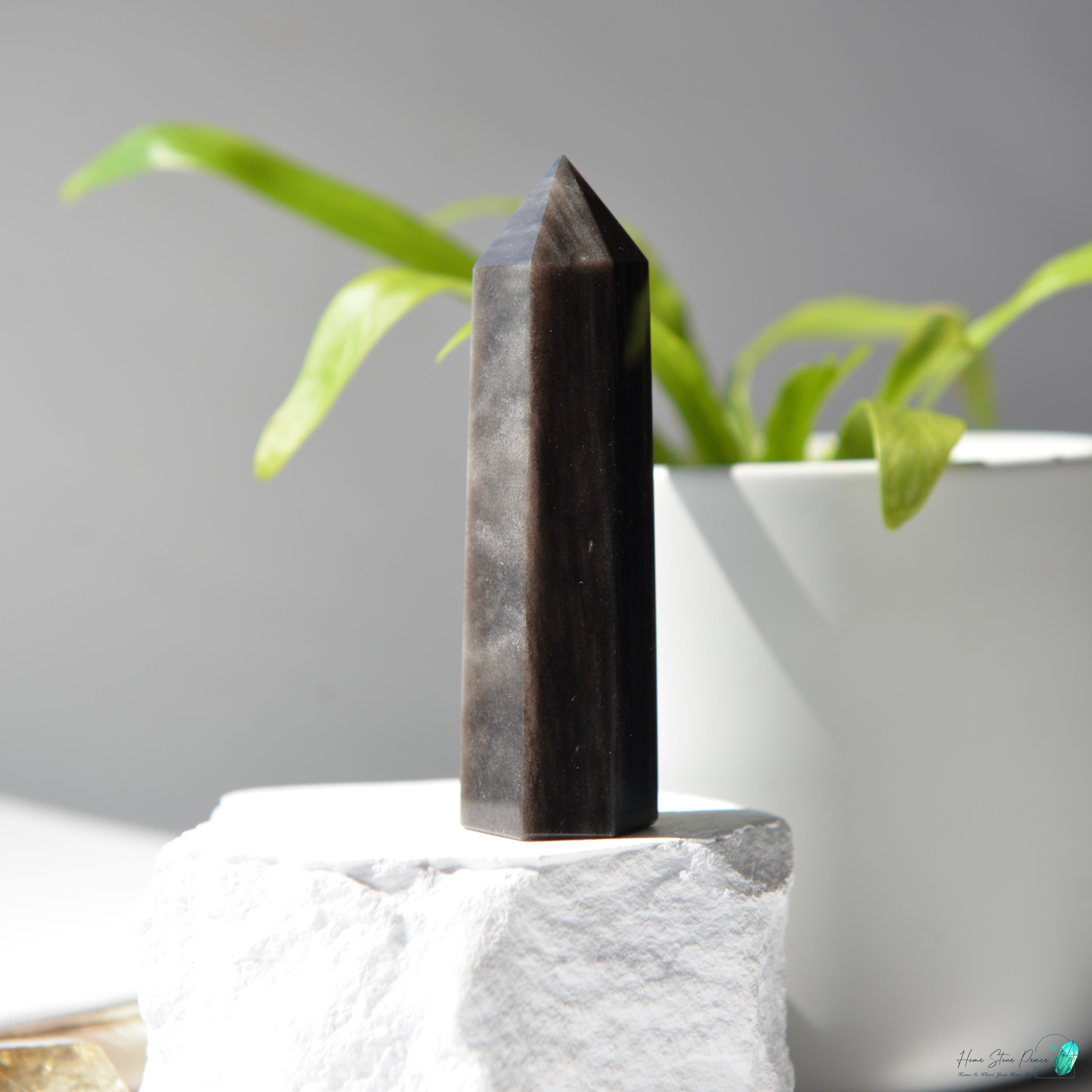 銀曜石小柱 Silver Sheen Obsidian Tower