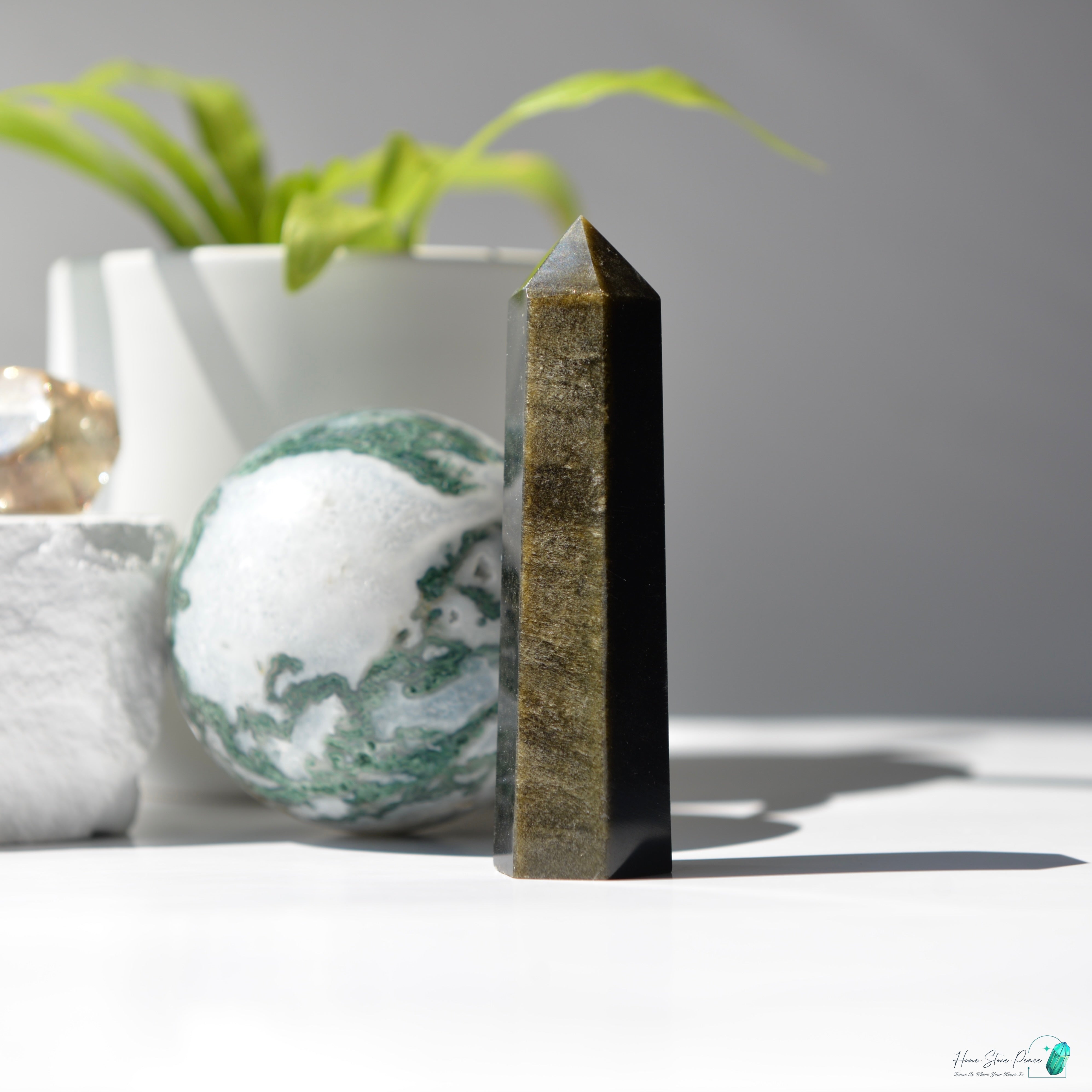 金曜石小柱 Gold Sheen Obsidian Tower