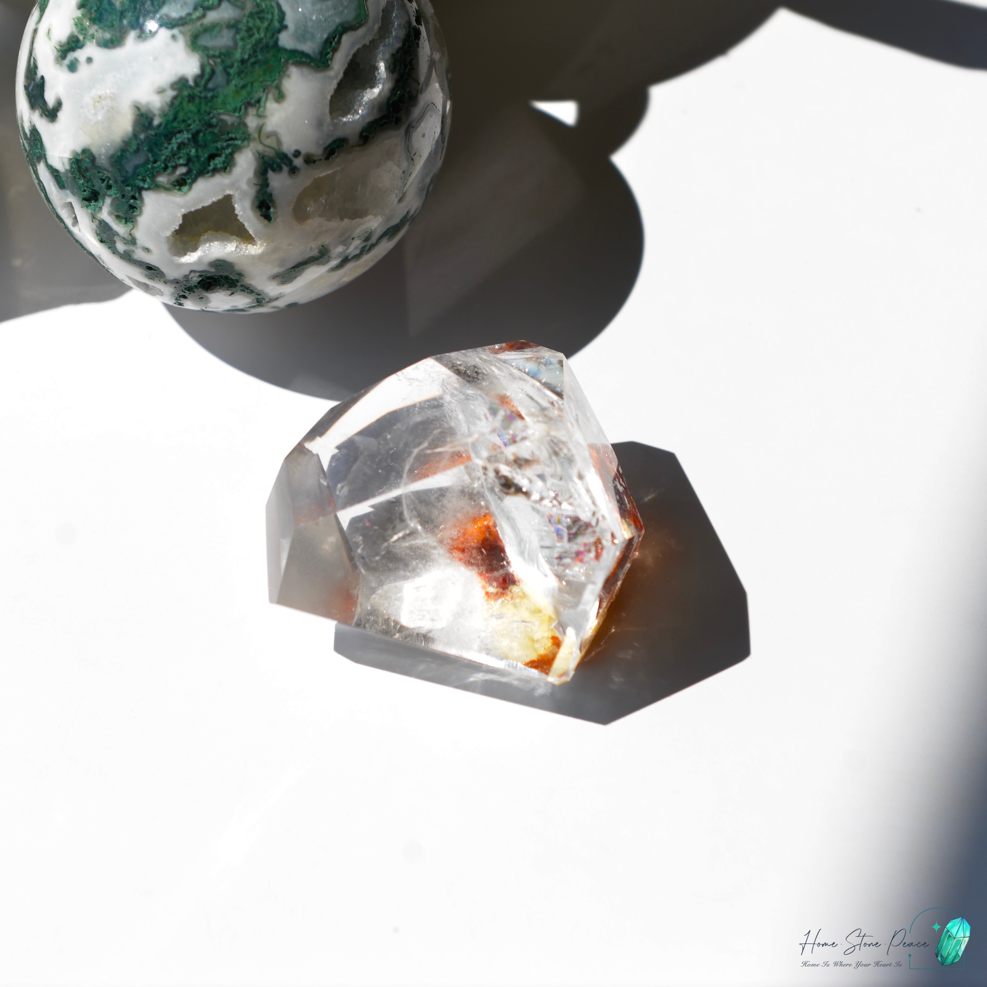 紅黃膠花水晶隨形(含彩虹)赤と黄色のヘマトイドクォーツ フリーフォーム