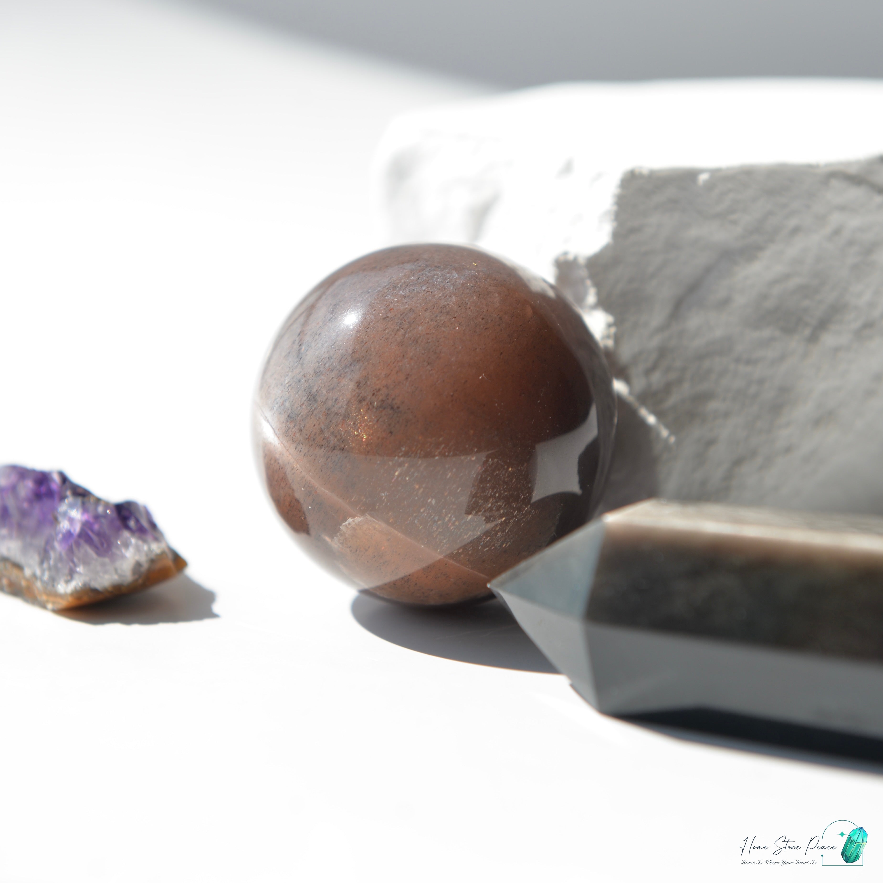 黑橙月亮石球 ブラックオレンジムーンストーン球