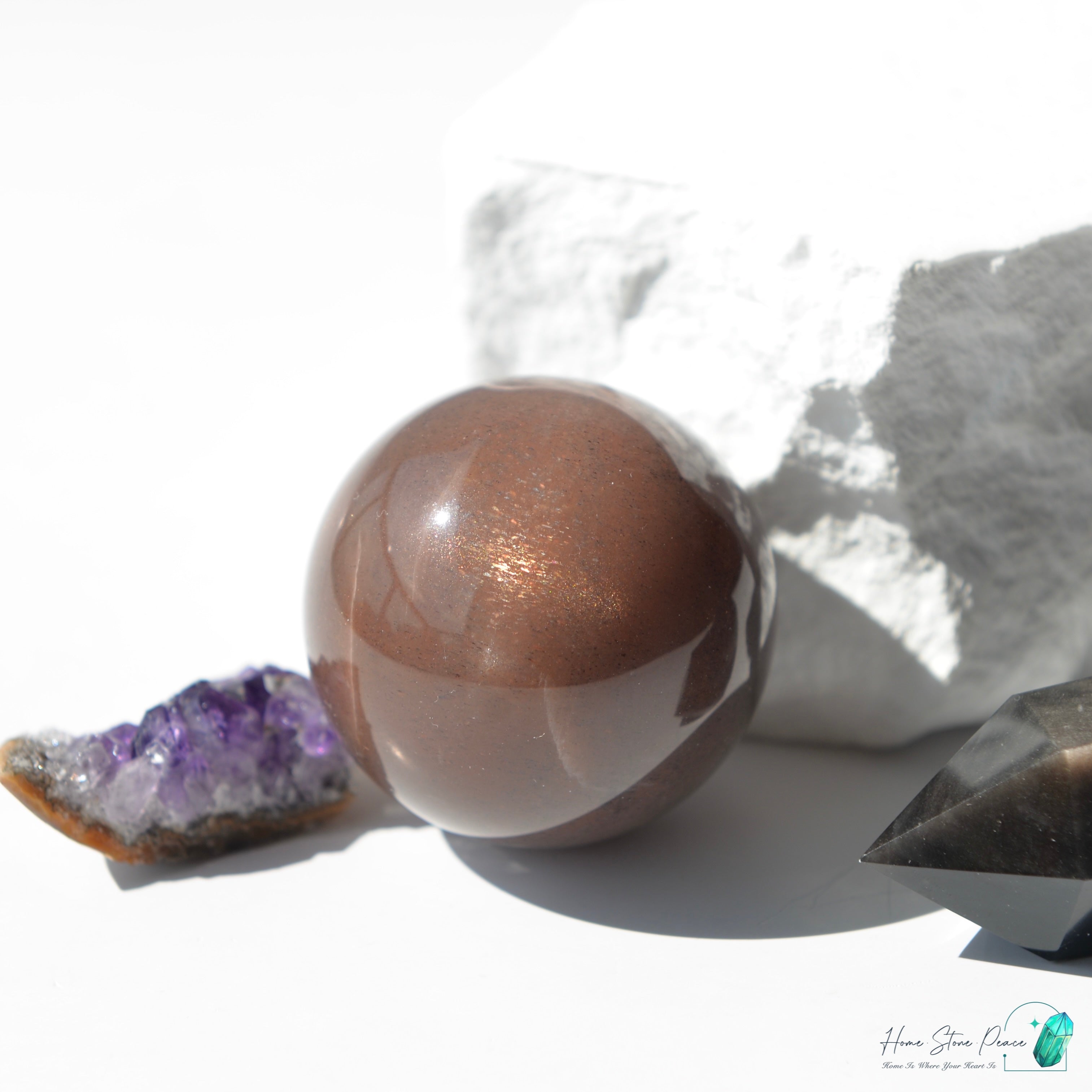 黑橙月亮石球 ブラックオレンジムーンストーン球