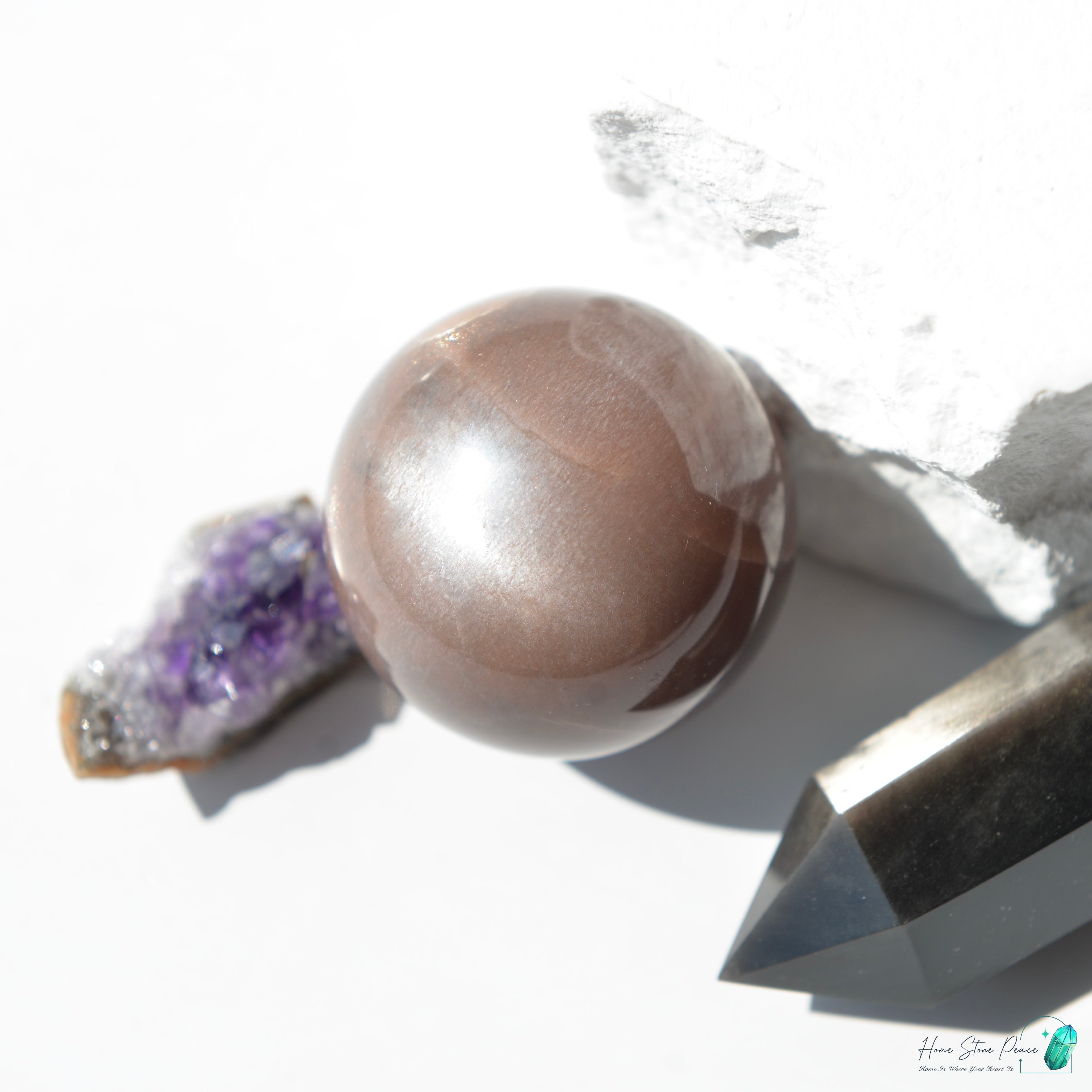 黑橙月亮石球 ブラックオレンジムーンストーン球