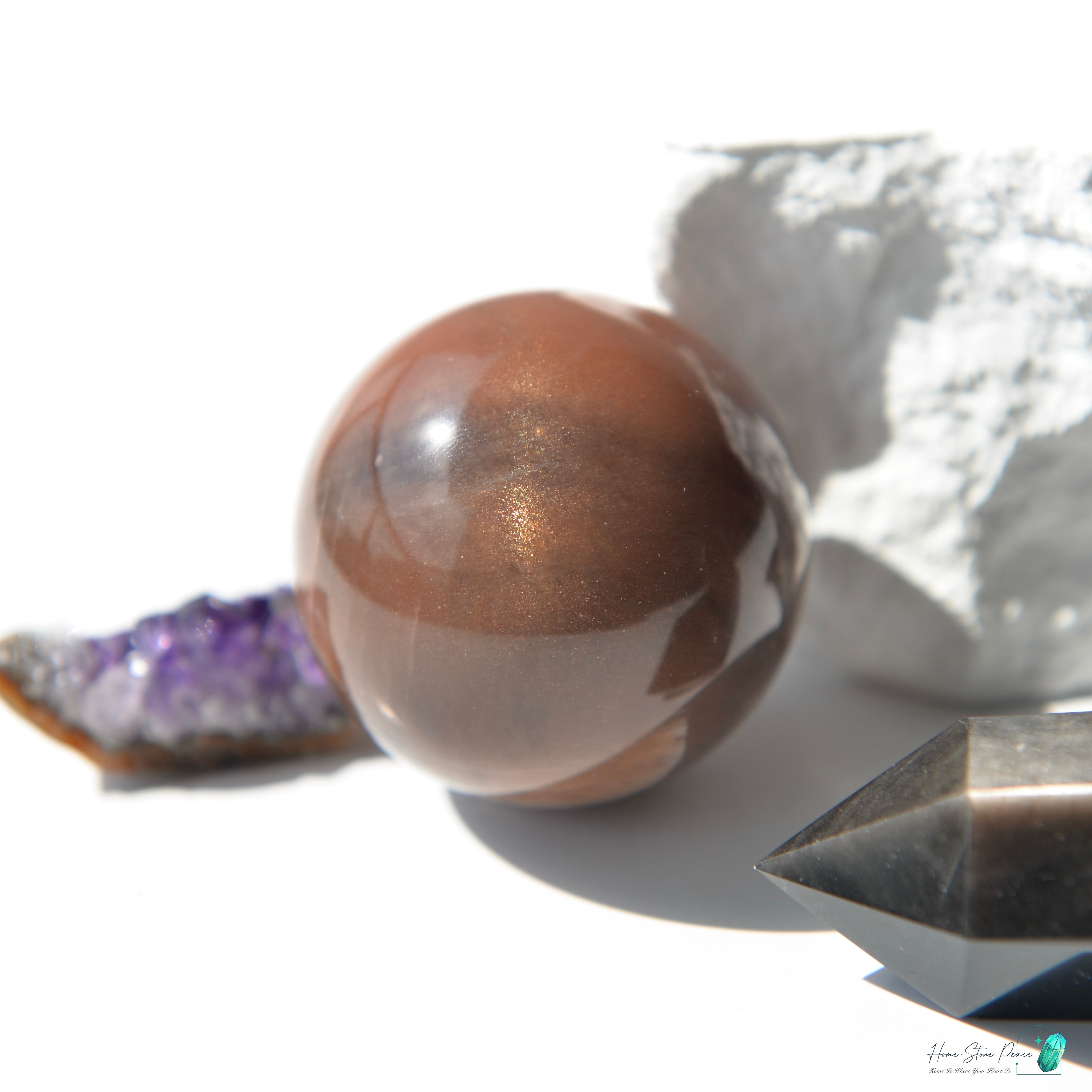 黑橙月亮石球 ブラックオレンジムーンストーン球