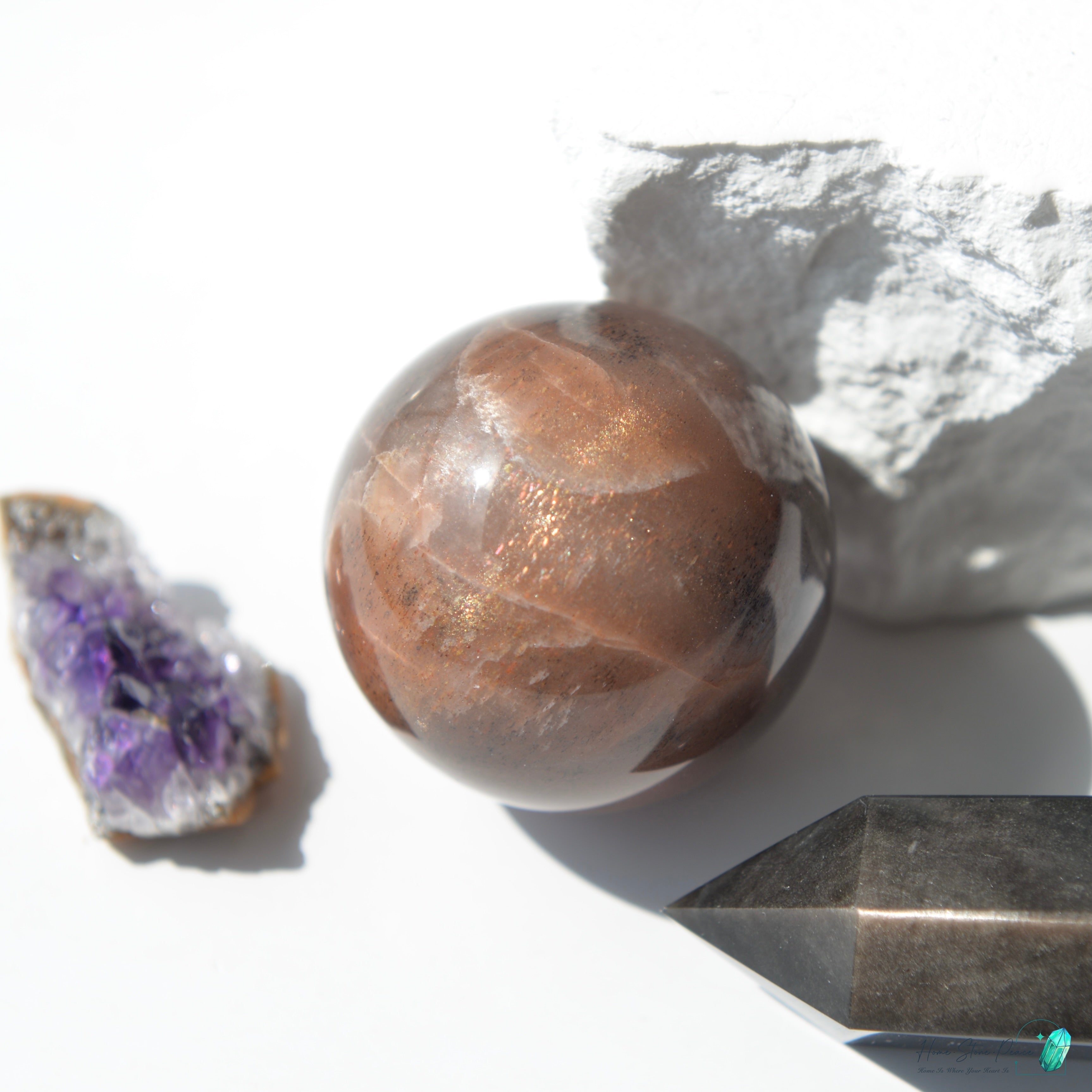 黑橙月亮石球 ブラックオレンジムーンストーン球