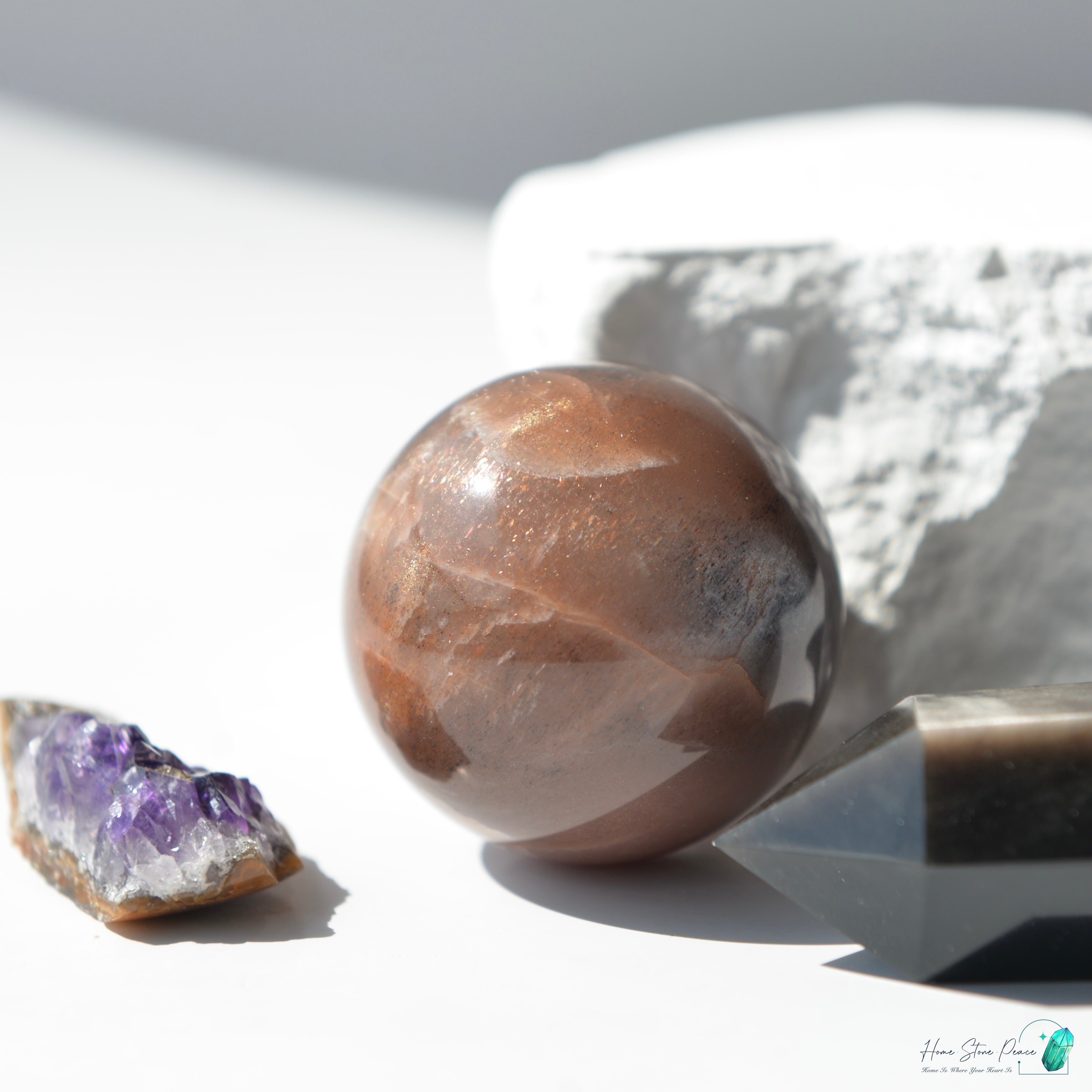 黑橙月亮石球 ブラックオレンジムーンストーン球