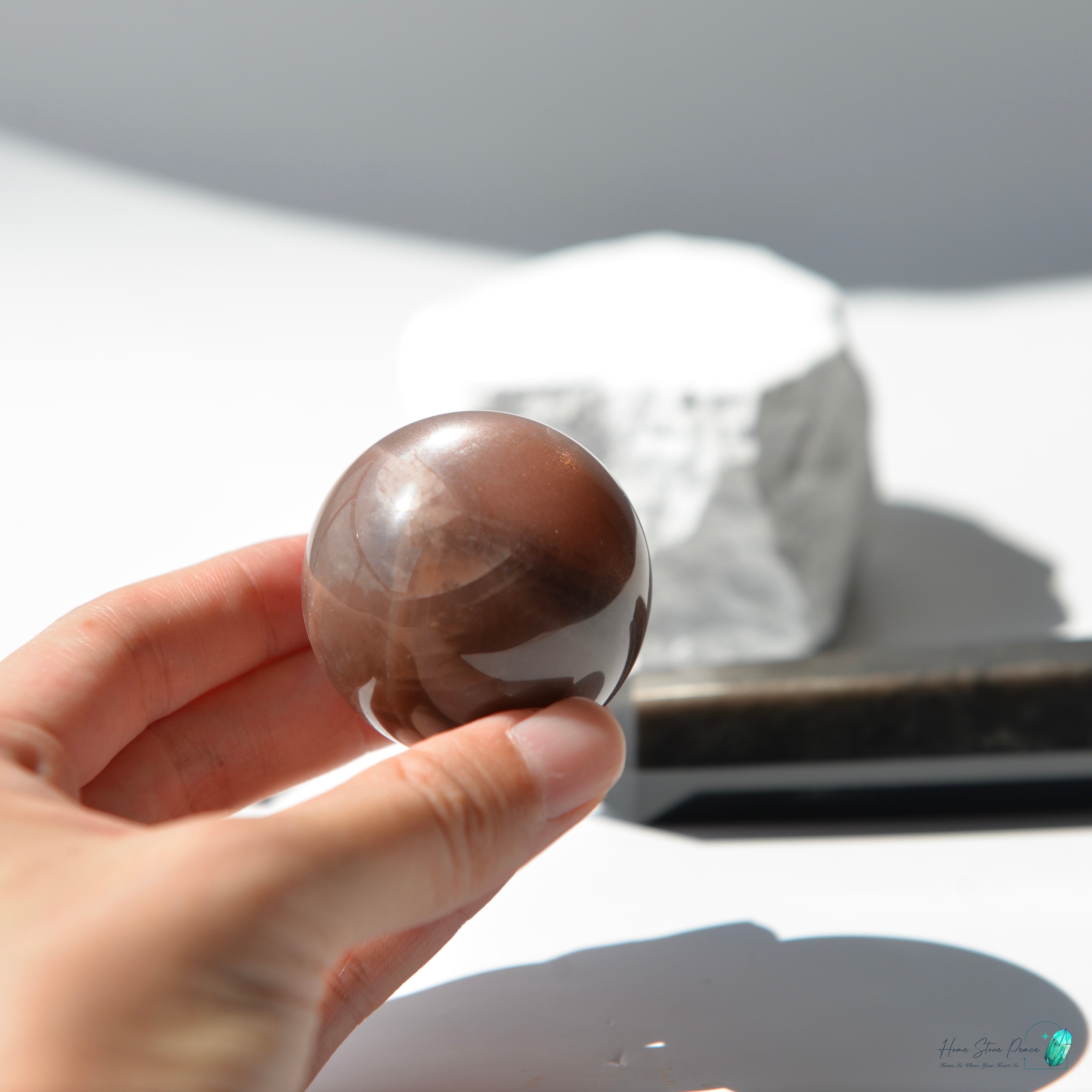 黑橙月亮石球 ブラックオレンジムーンストーン球