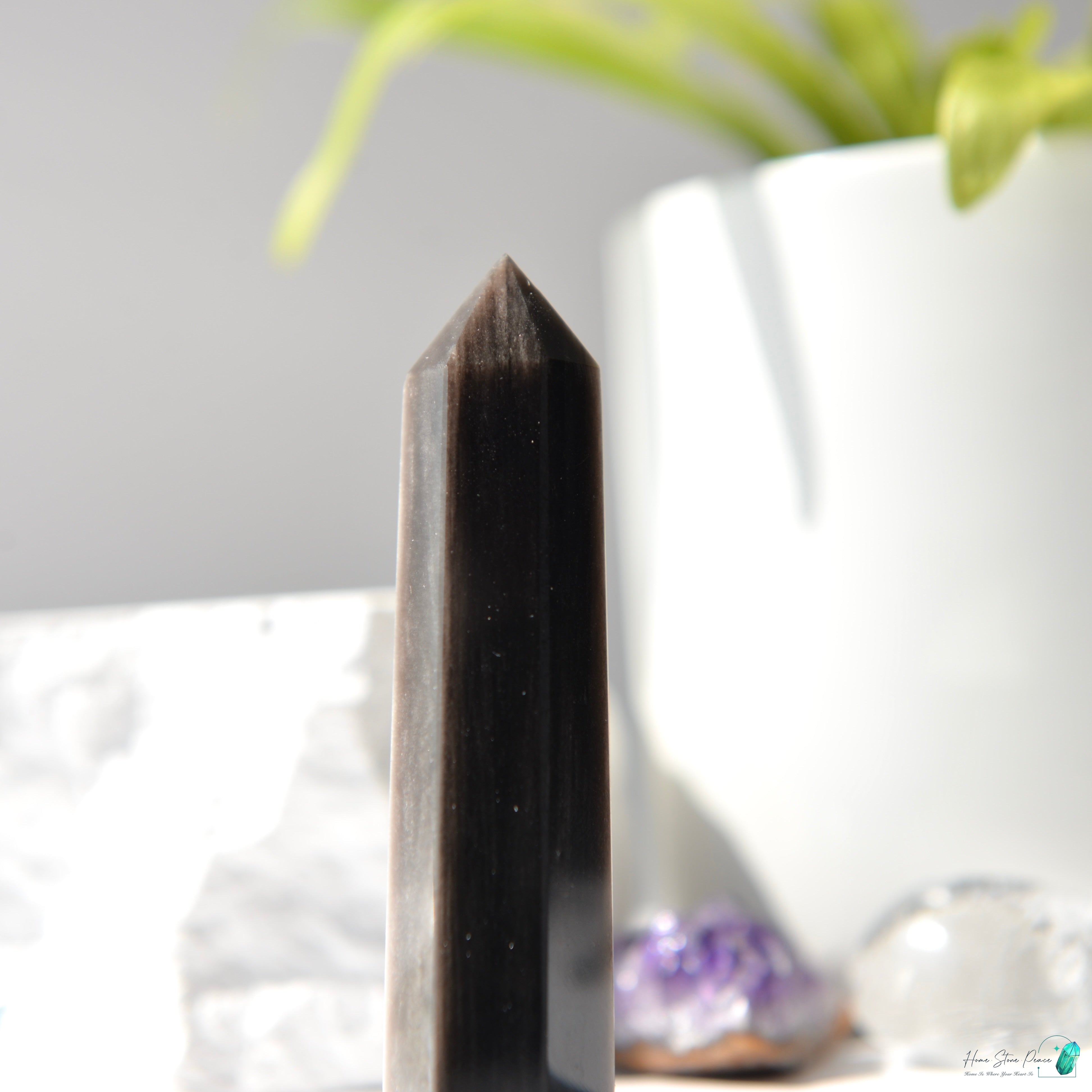 銀曜石小柱 Silver Sheen Obsidian Tower