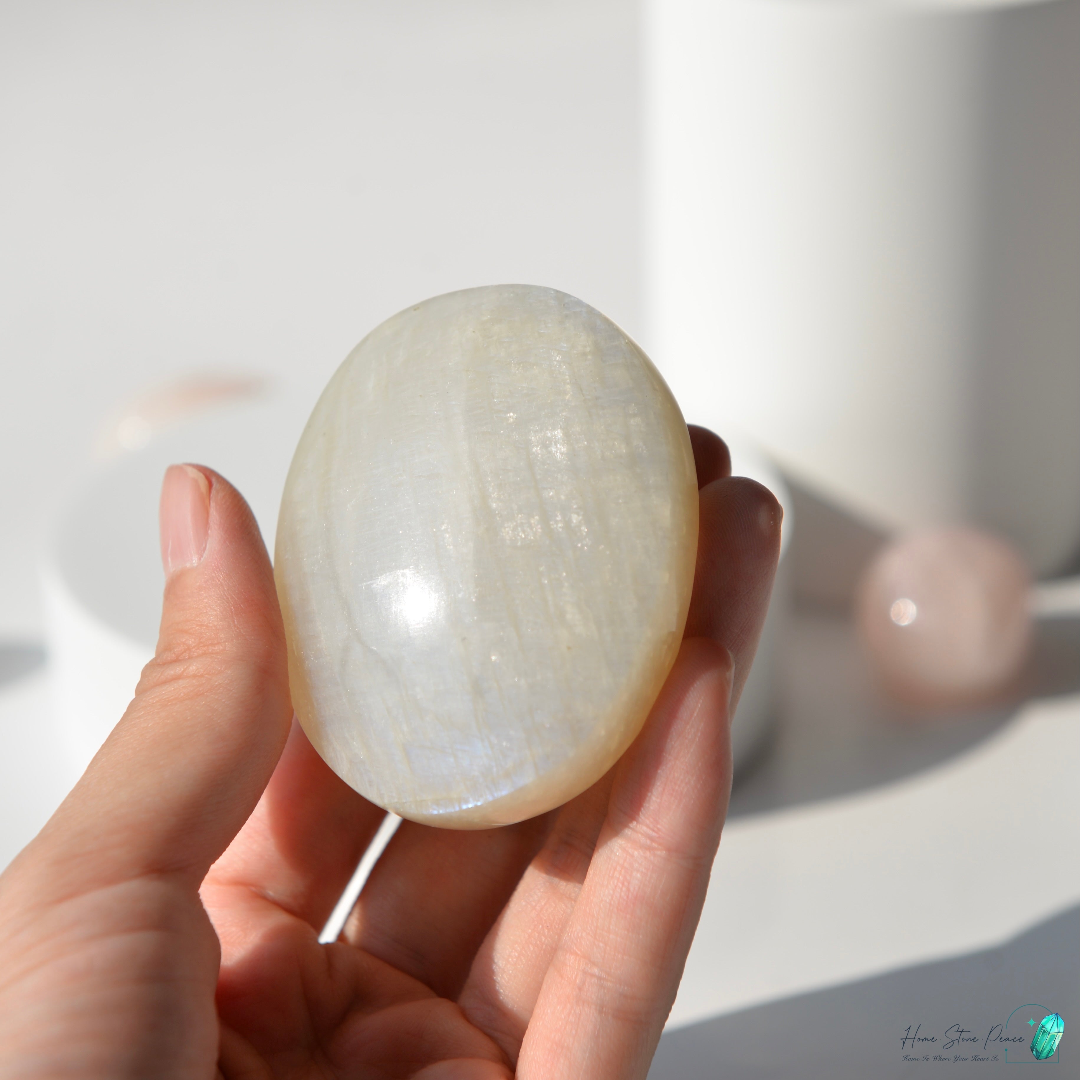 タン桑尼亞月光石手握り石 タンザニア産ムーンストーン パームストーン