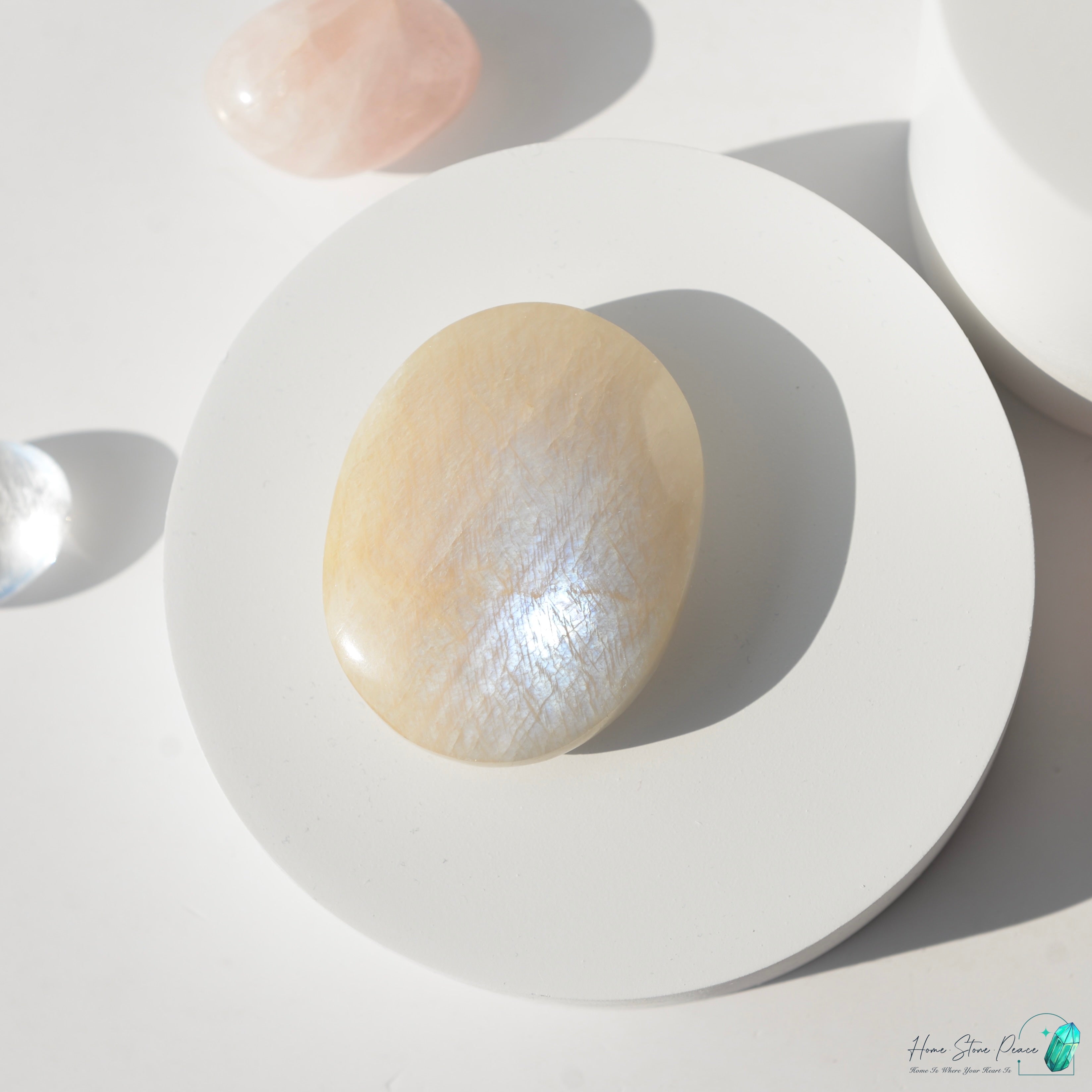 タン桑尼亞月光石手握り石 タンザニア産ムーンストーン パームストーン