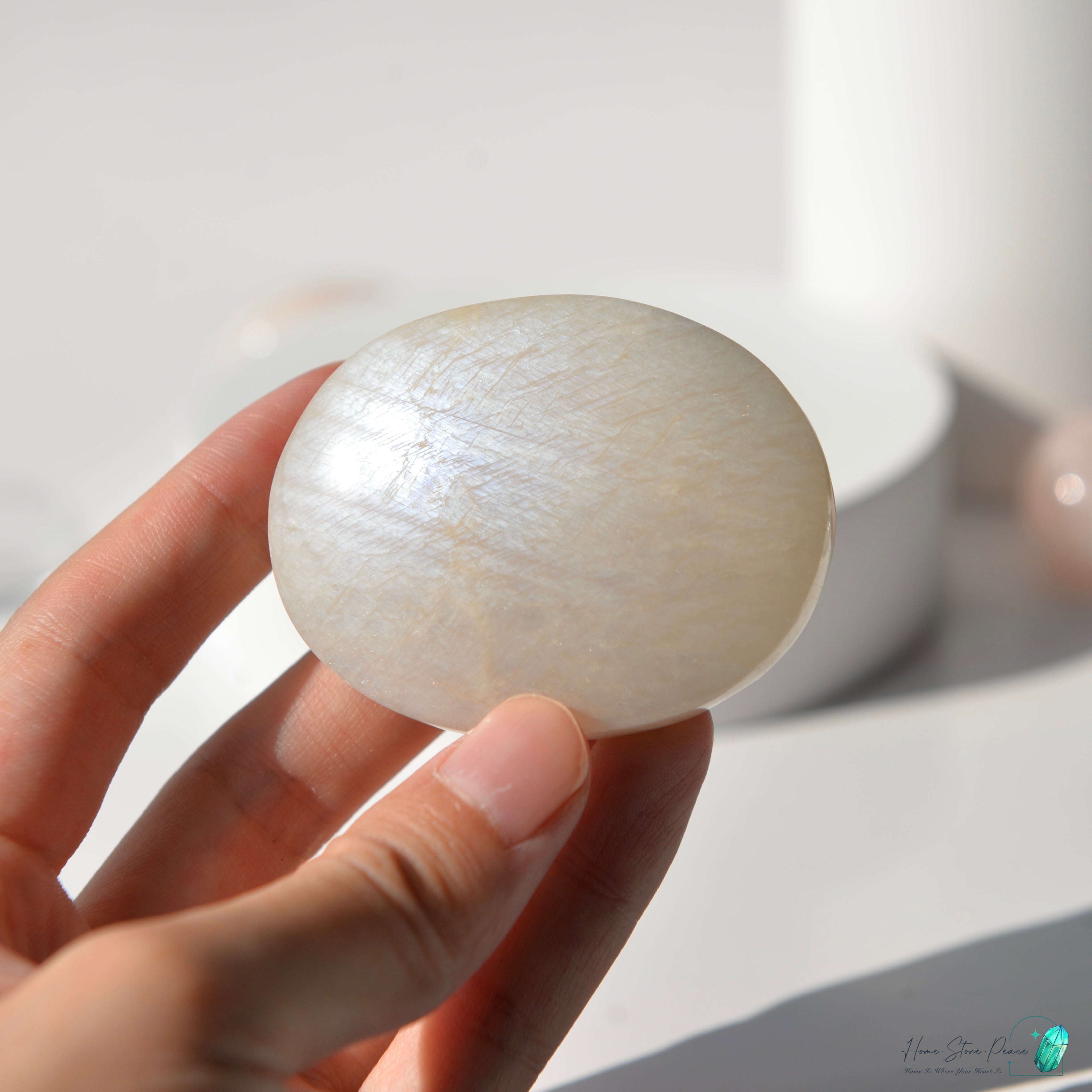 タン桑尼亞月光石手握り石 タンザニア産ムーンストーン パームストーン