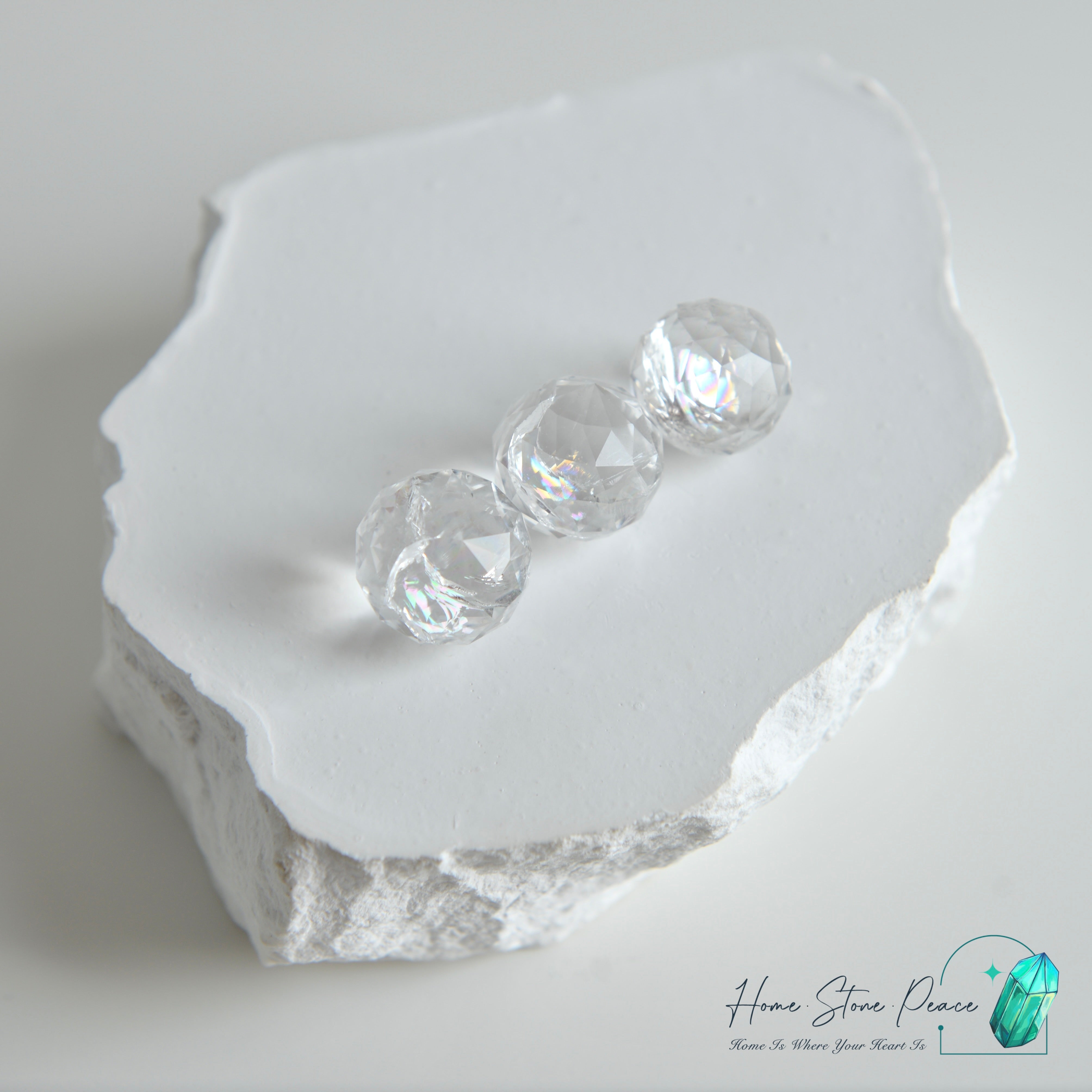 多面彩虹白水晶小球 虹付きミニファセットクリアクォーツボール