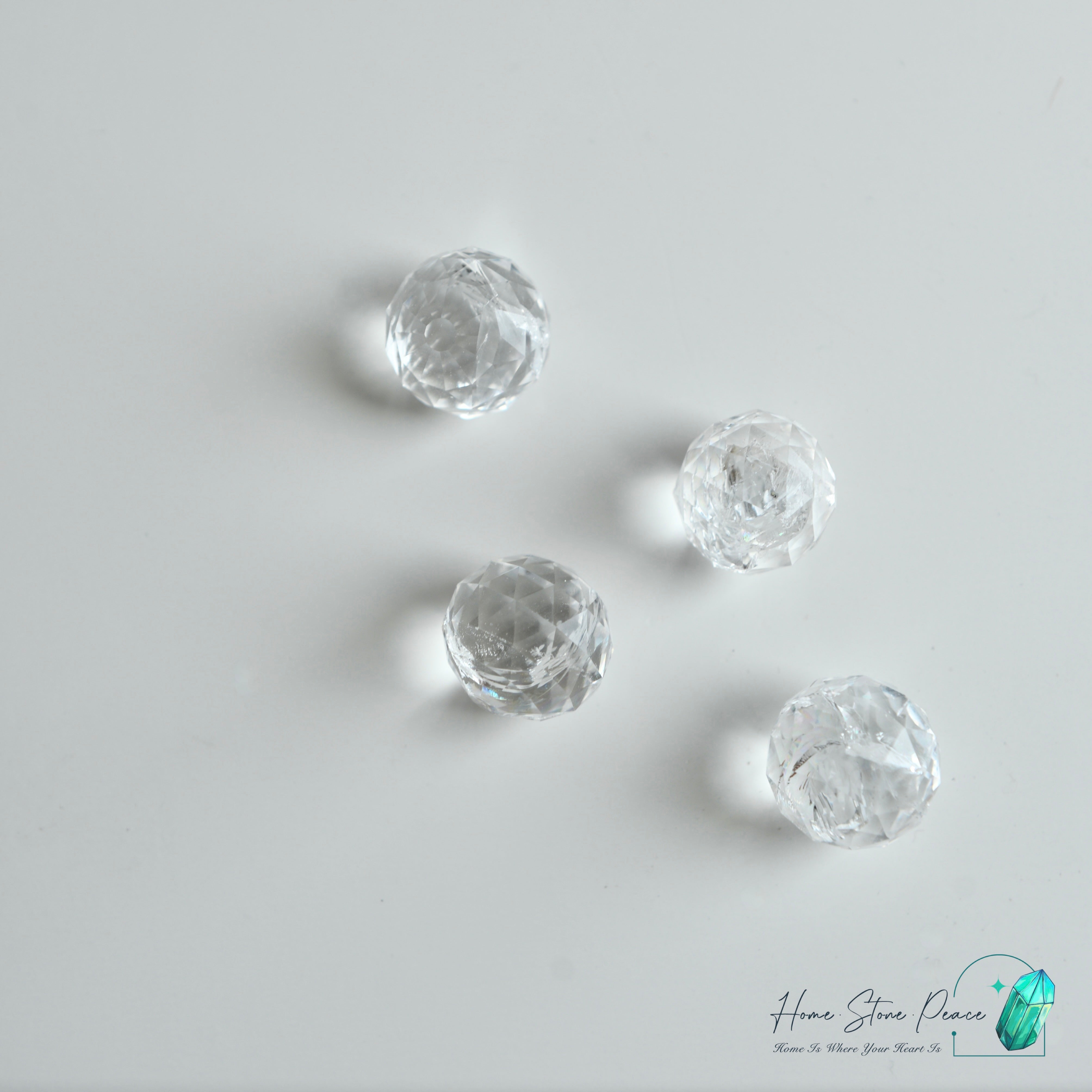 多面彩虹白水晶小球 虹付きミニファセットクリアクォーツボール