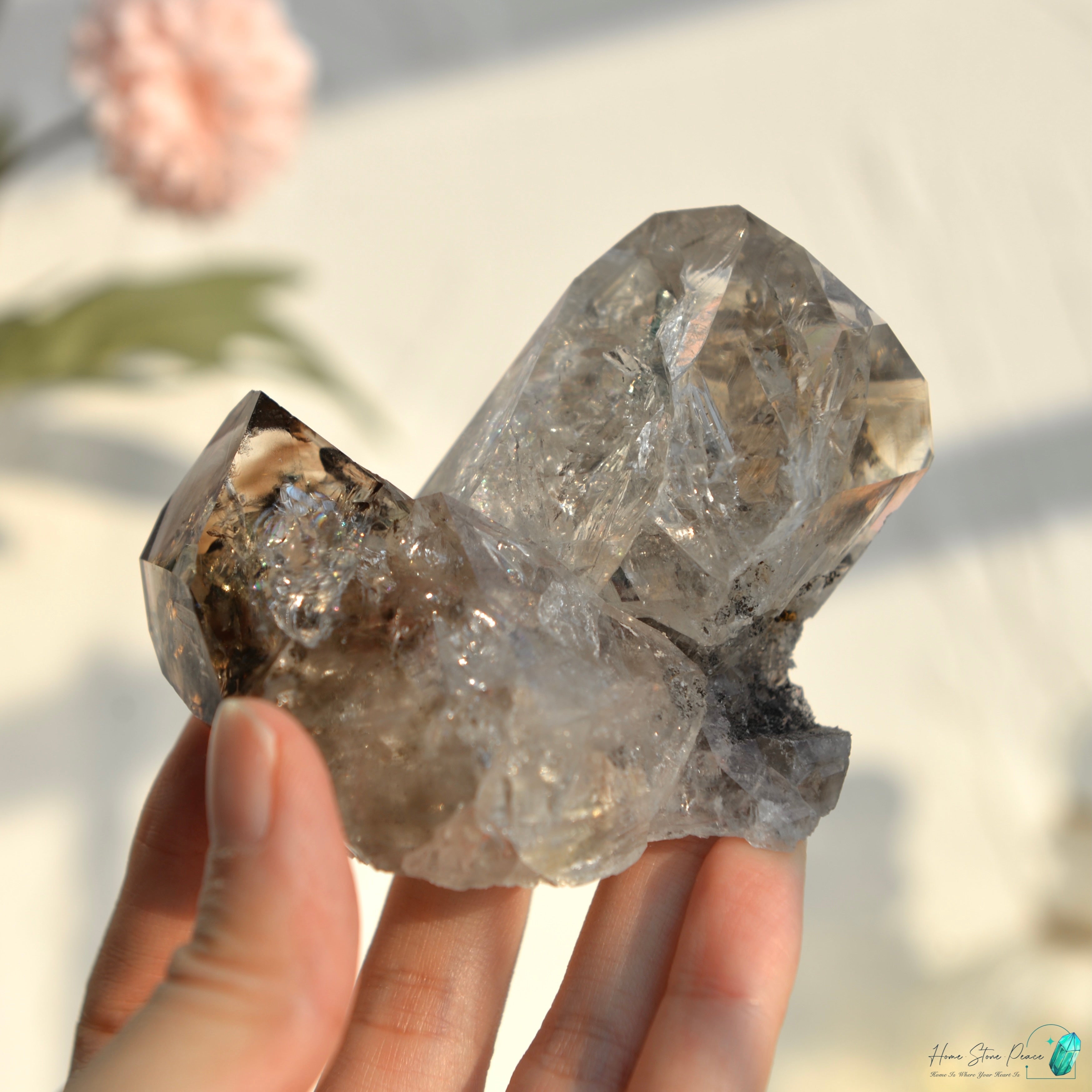 美國紐約雙生煙赫基蒙鑽石 New York Smoke Twins Herkimer Diamond