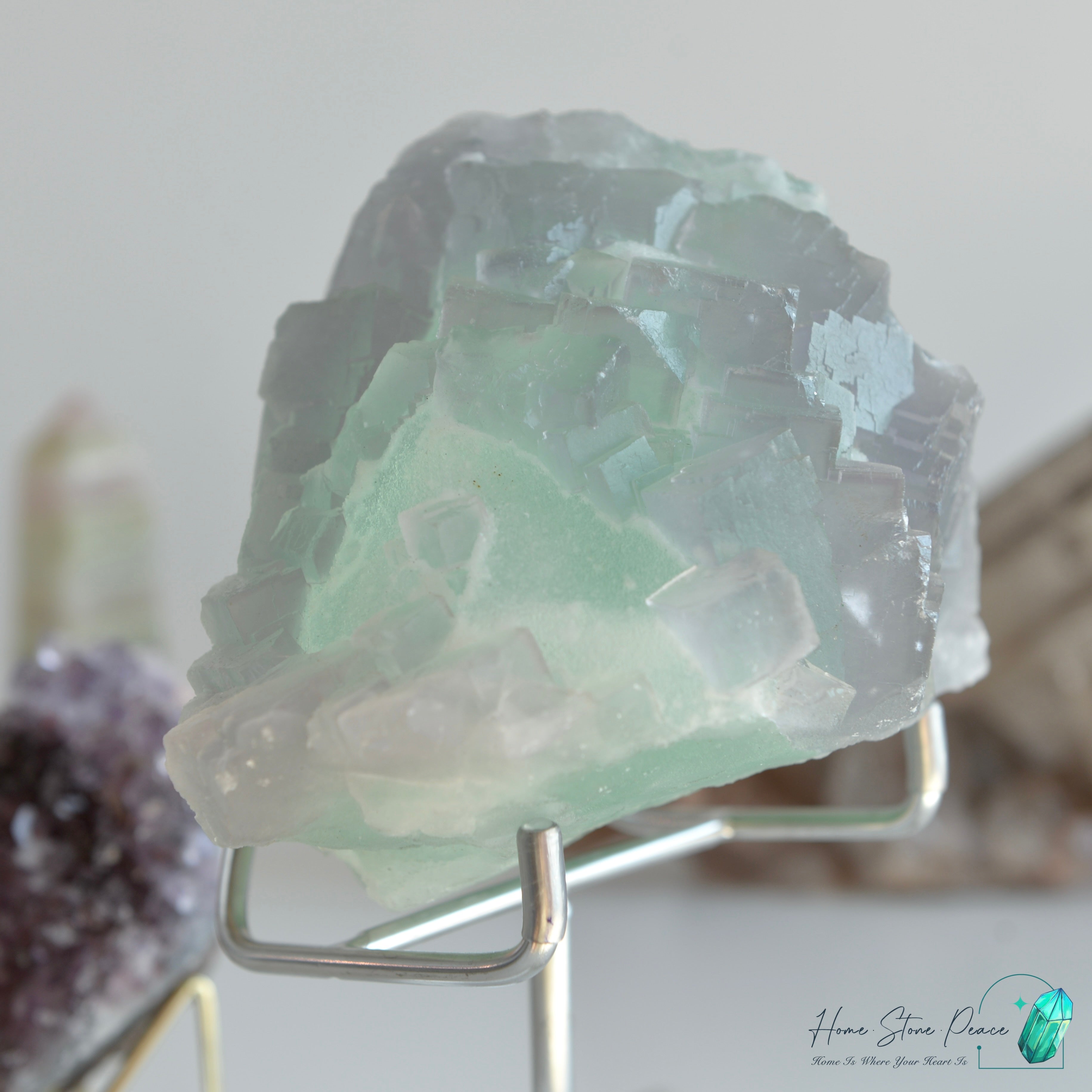 綠紫螢石小山丘連底座 Green and Purple Fluorite Mountain with Stand
