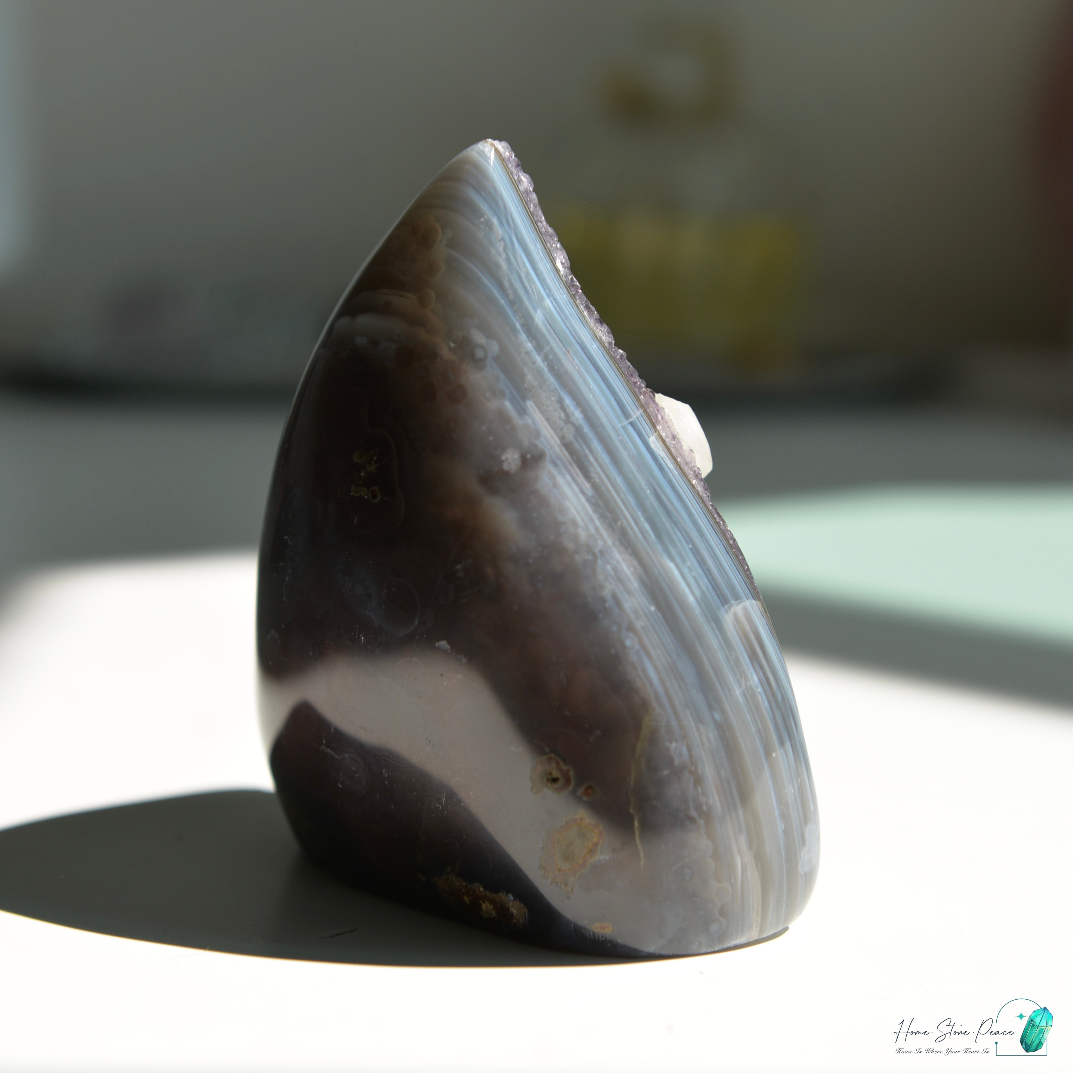 藍瑪瑙邊紫水晶方解石共生火焰 Blue Agate Amethyst with Calcite Flame