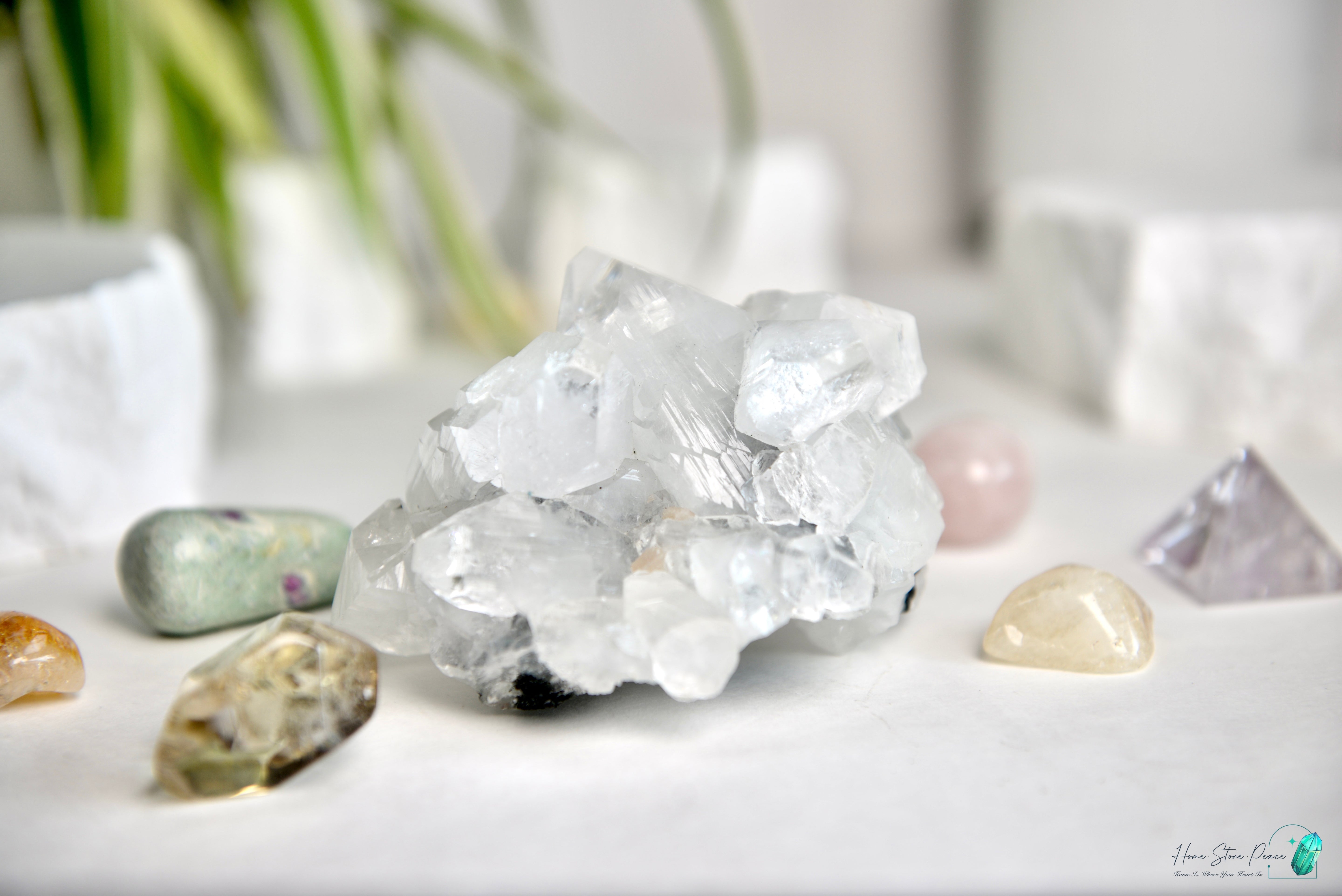 精品印度綠魚眼石原石 プレミアムインディアングリーンアポフィライトクラスター