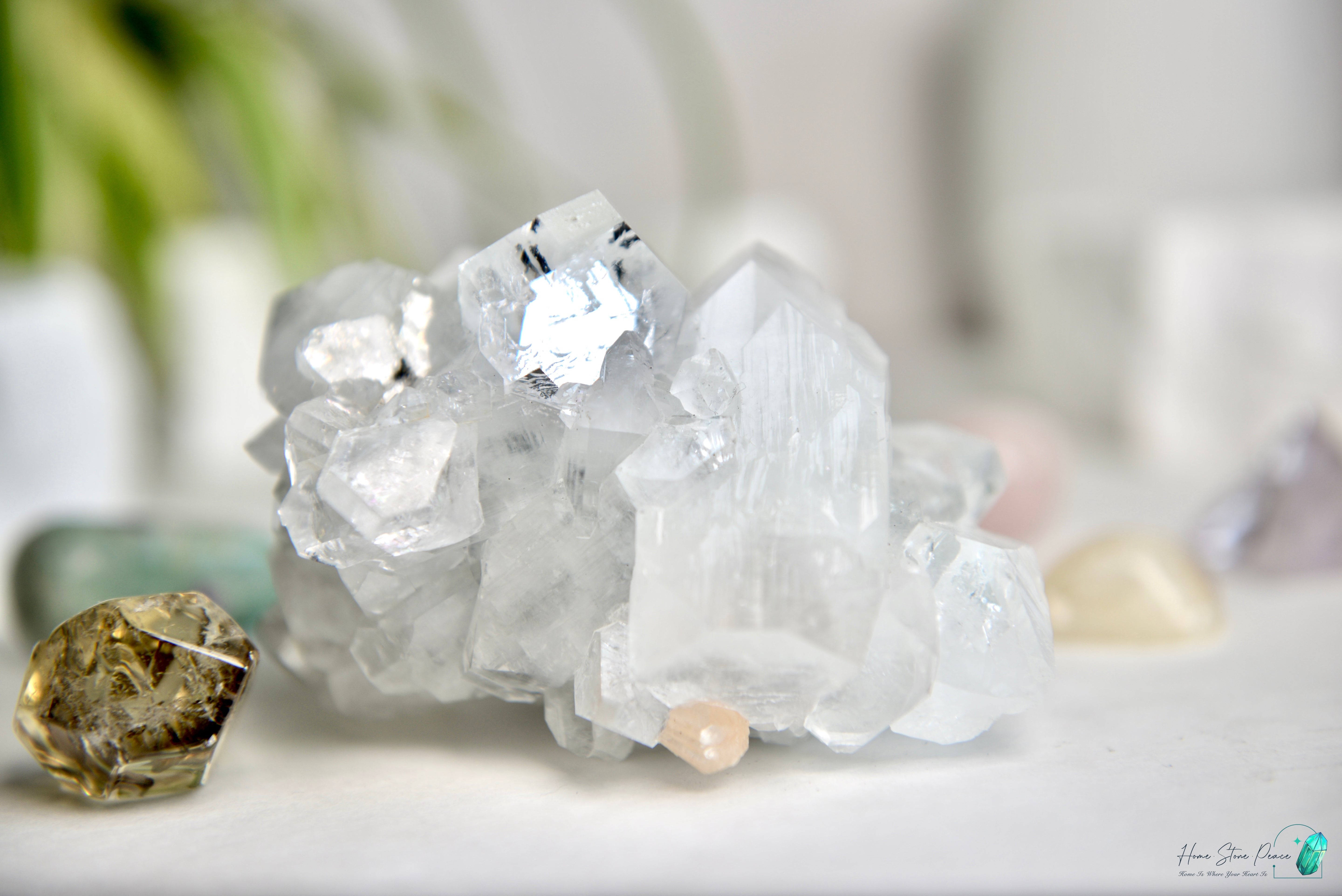 精品印度綠魚眼石原石 プレミアムインディアングリーンアポフィライトクラスター