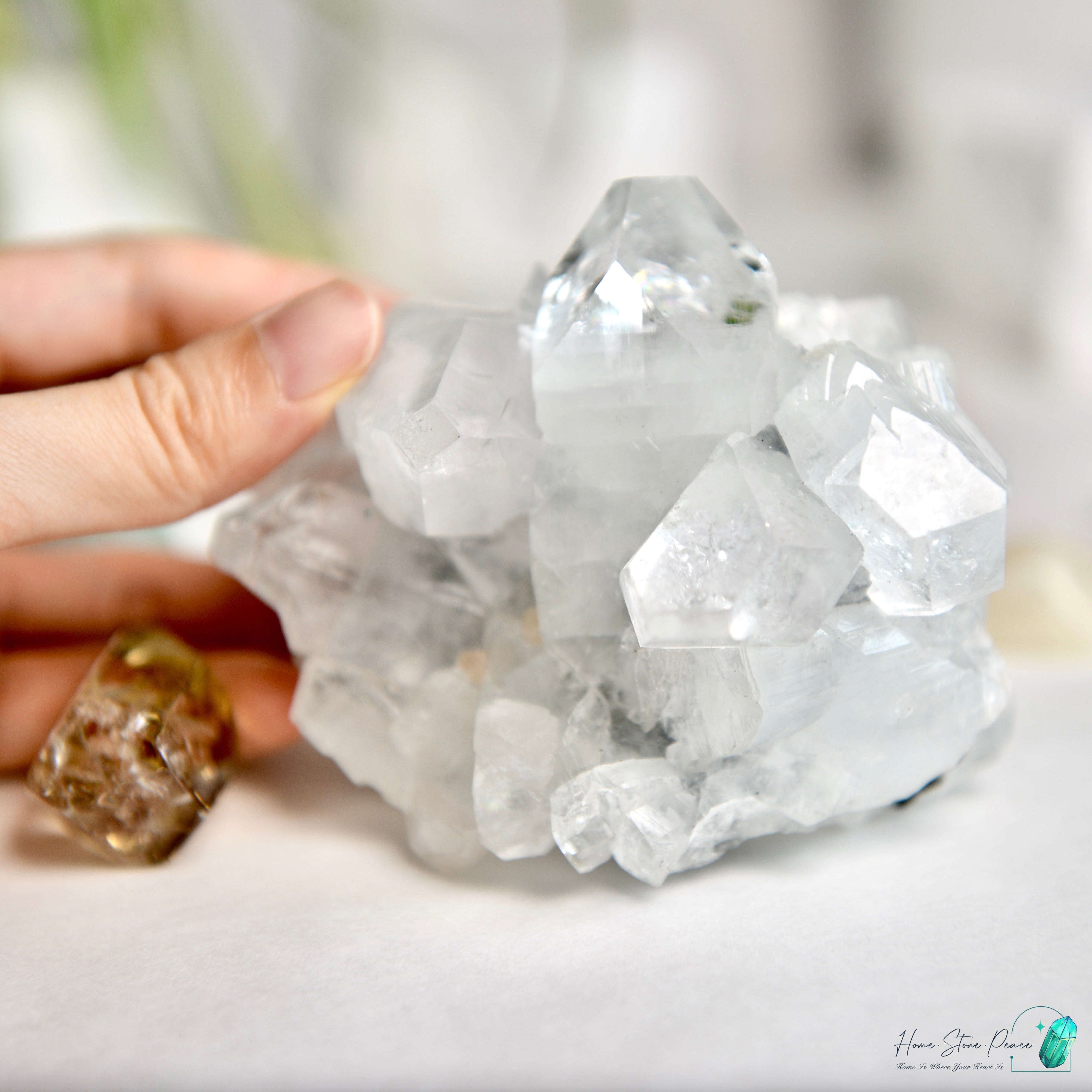 精品印度綠魚眼石原石 プレミアムインディアングリーンアポフィライトクラスター