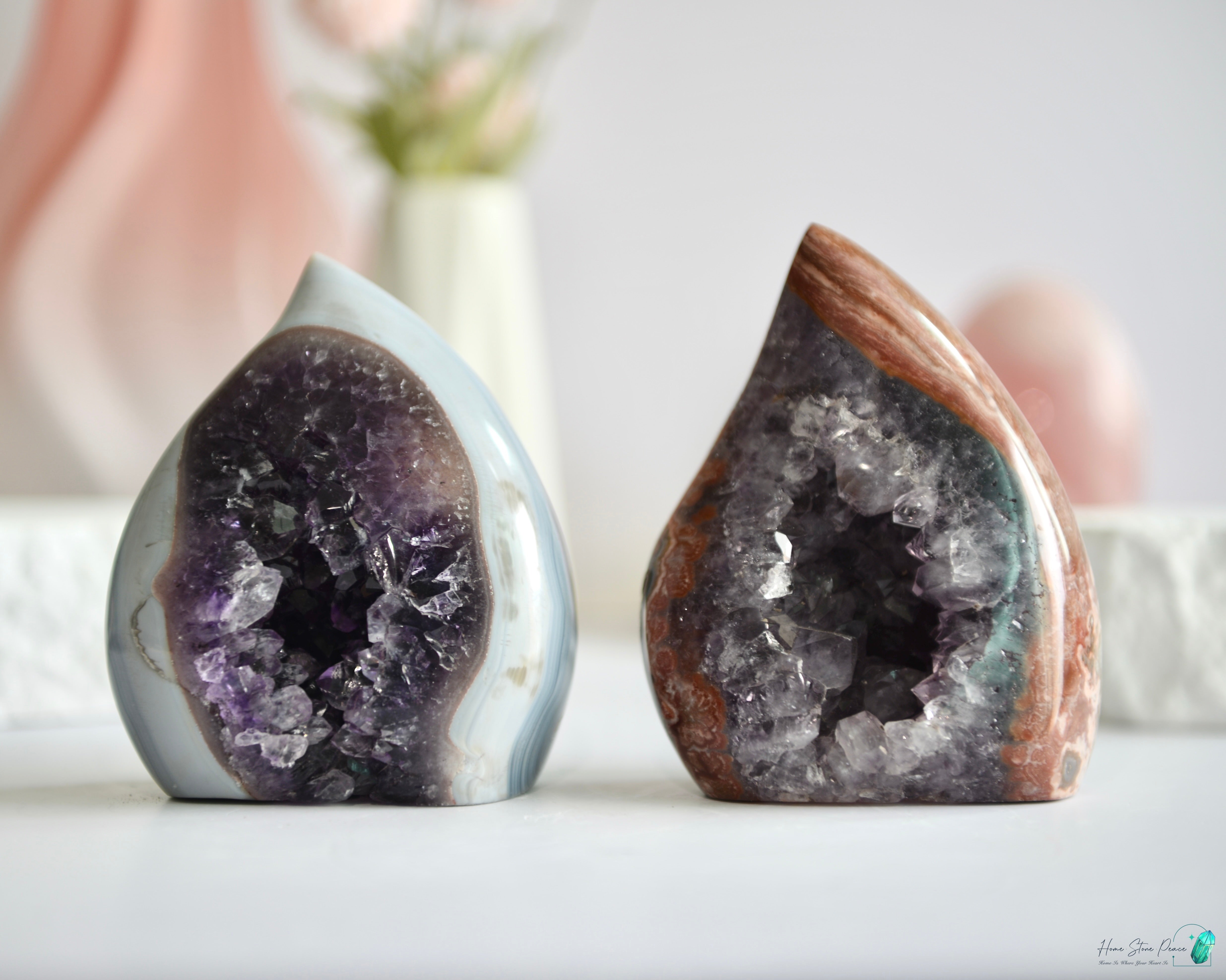 藍瑪瑙邊紫水晶火焰 Blue Agate Amethyst Flame
