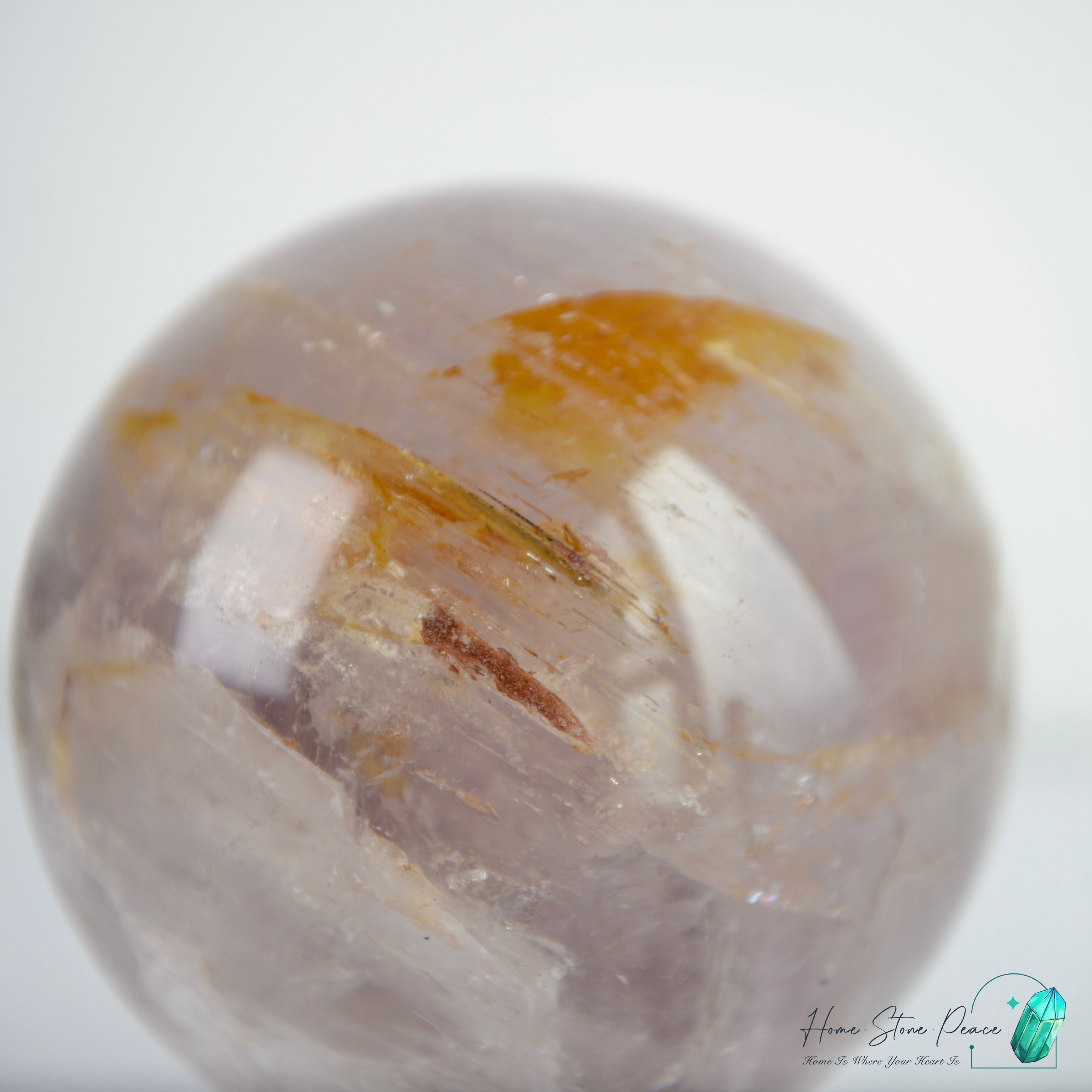 大紫骸骨水晶球黃金療癒者共生(含水膽)Large Skeletal Amethyst Sphere with Golden Healer & Enhydro