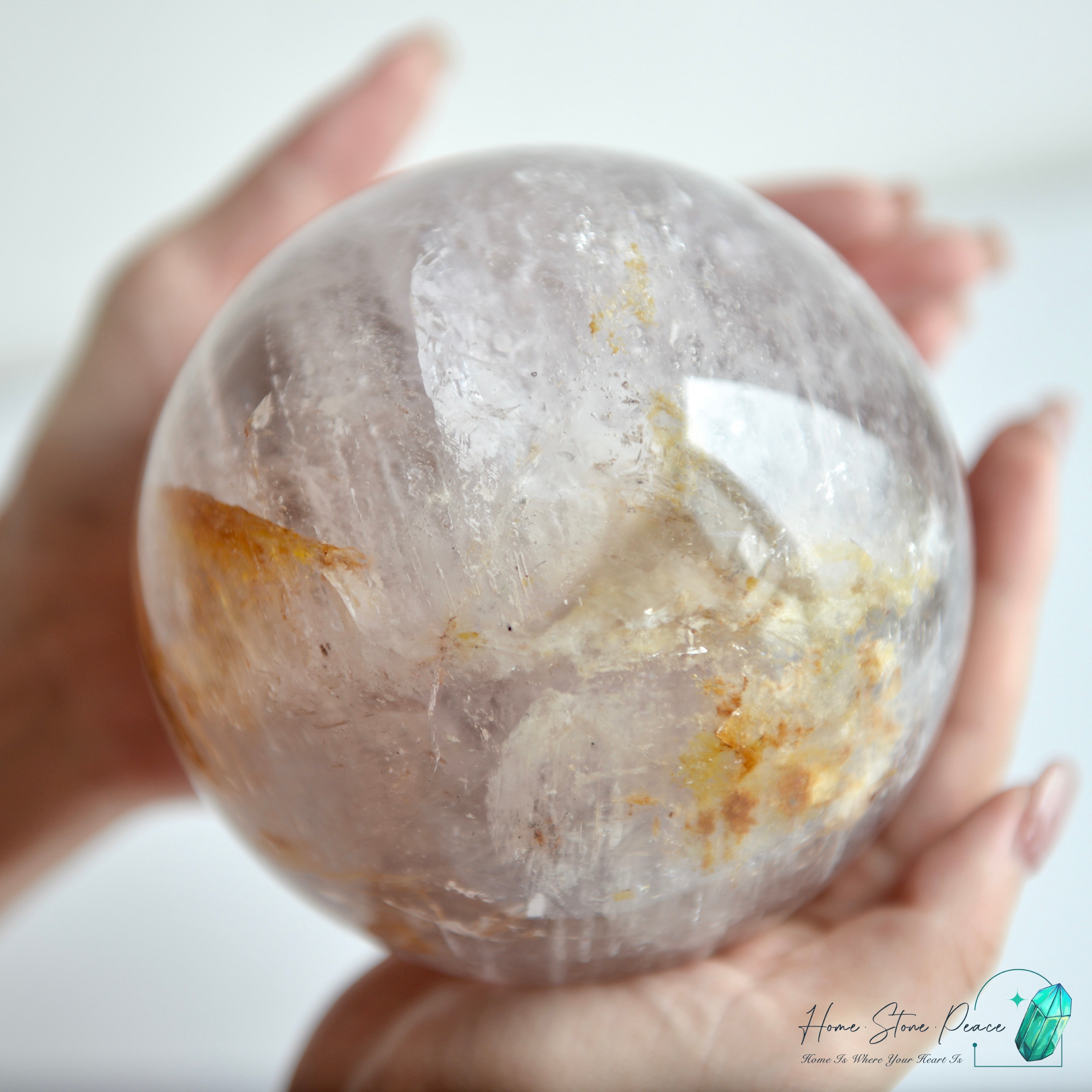 大紫骸骨水晶球黃金療癒者共生(含水膽)Large Skeletal Amethyst Sphere with Golden Healer & Enhydro