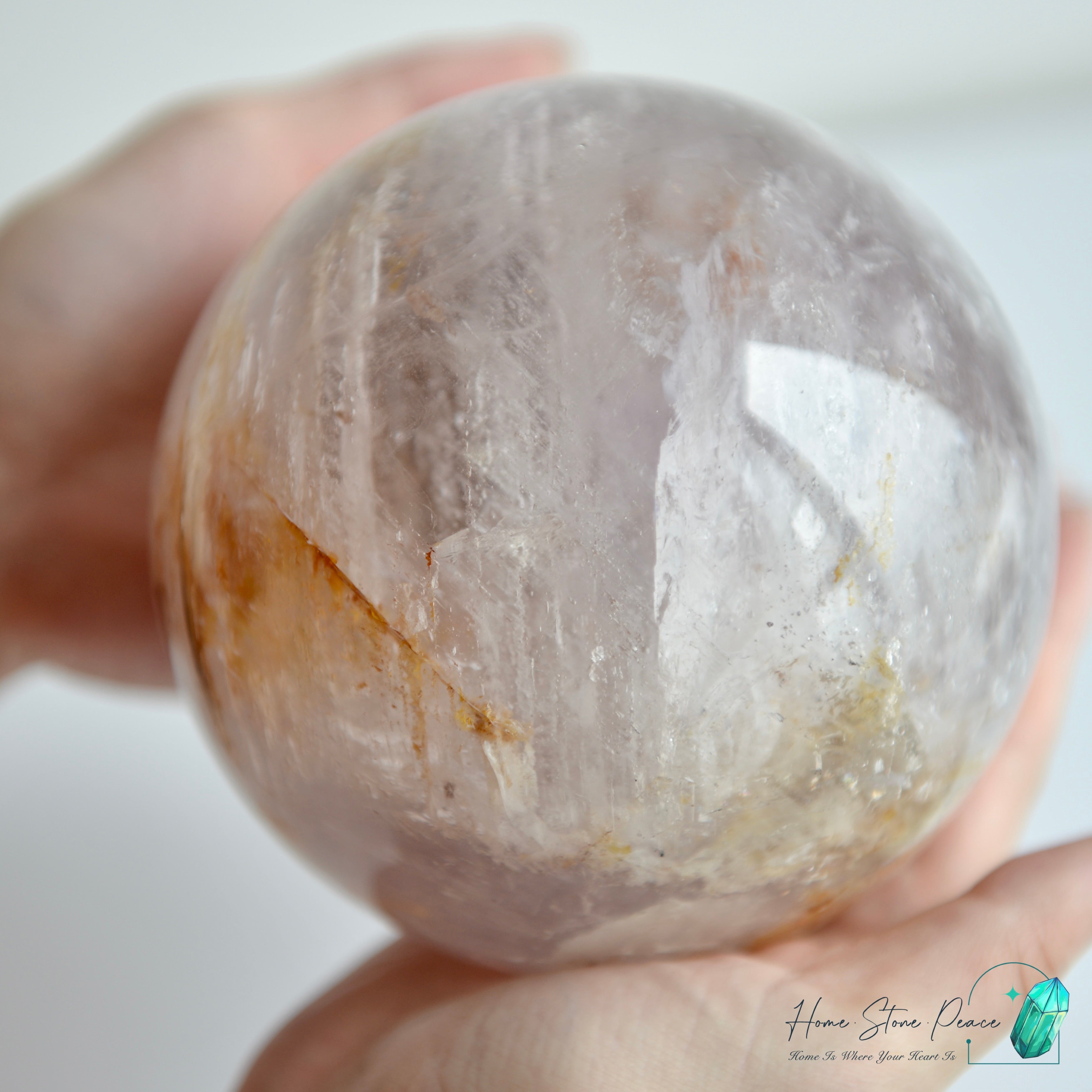 大紫骸骨水晶球黃金療癒者共生(含水膽)Large Skeletal Amethyst Sphere with Golden Healer & Enhydro