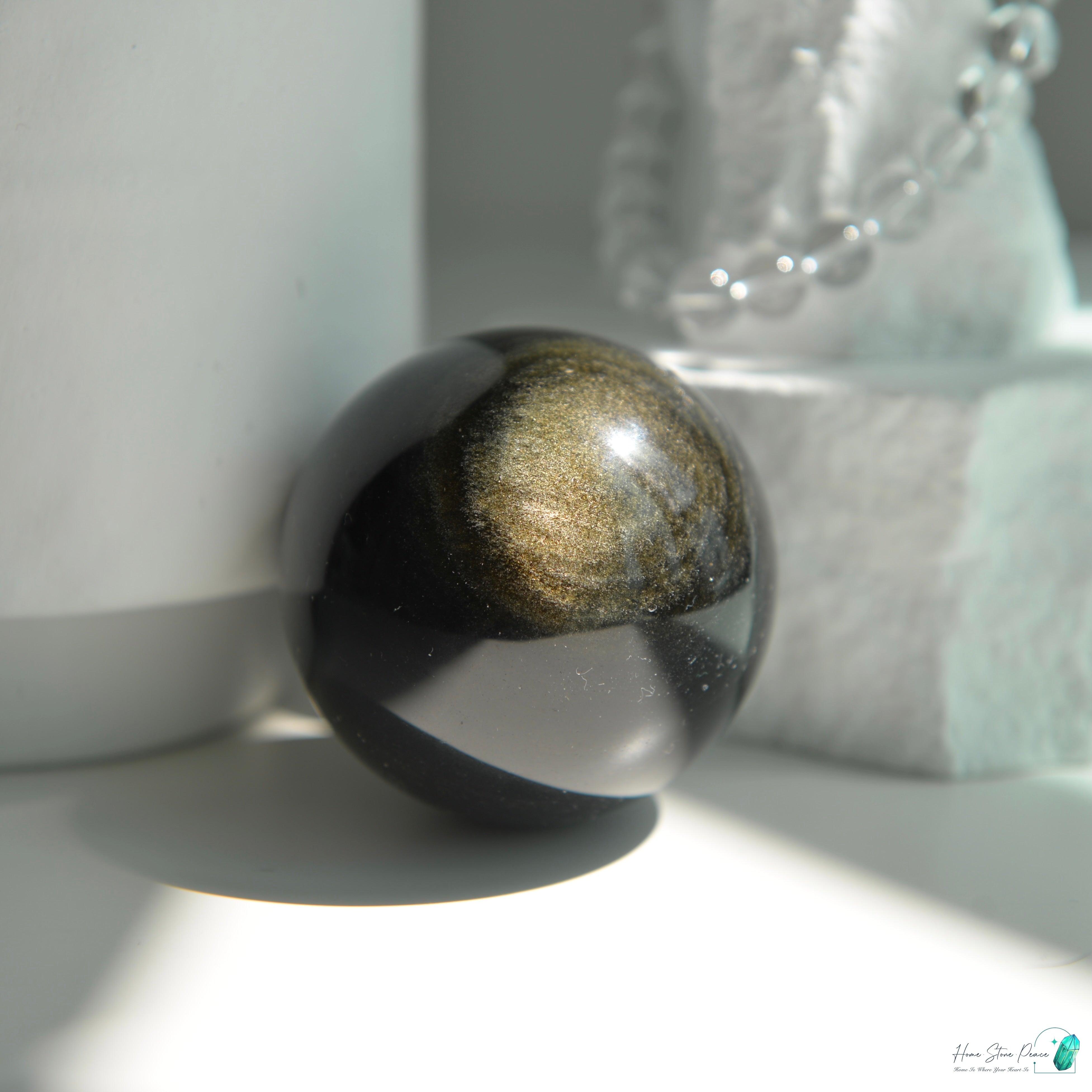 金曜石球 Gold Sheen Obsidian Sphere