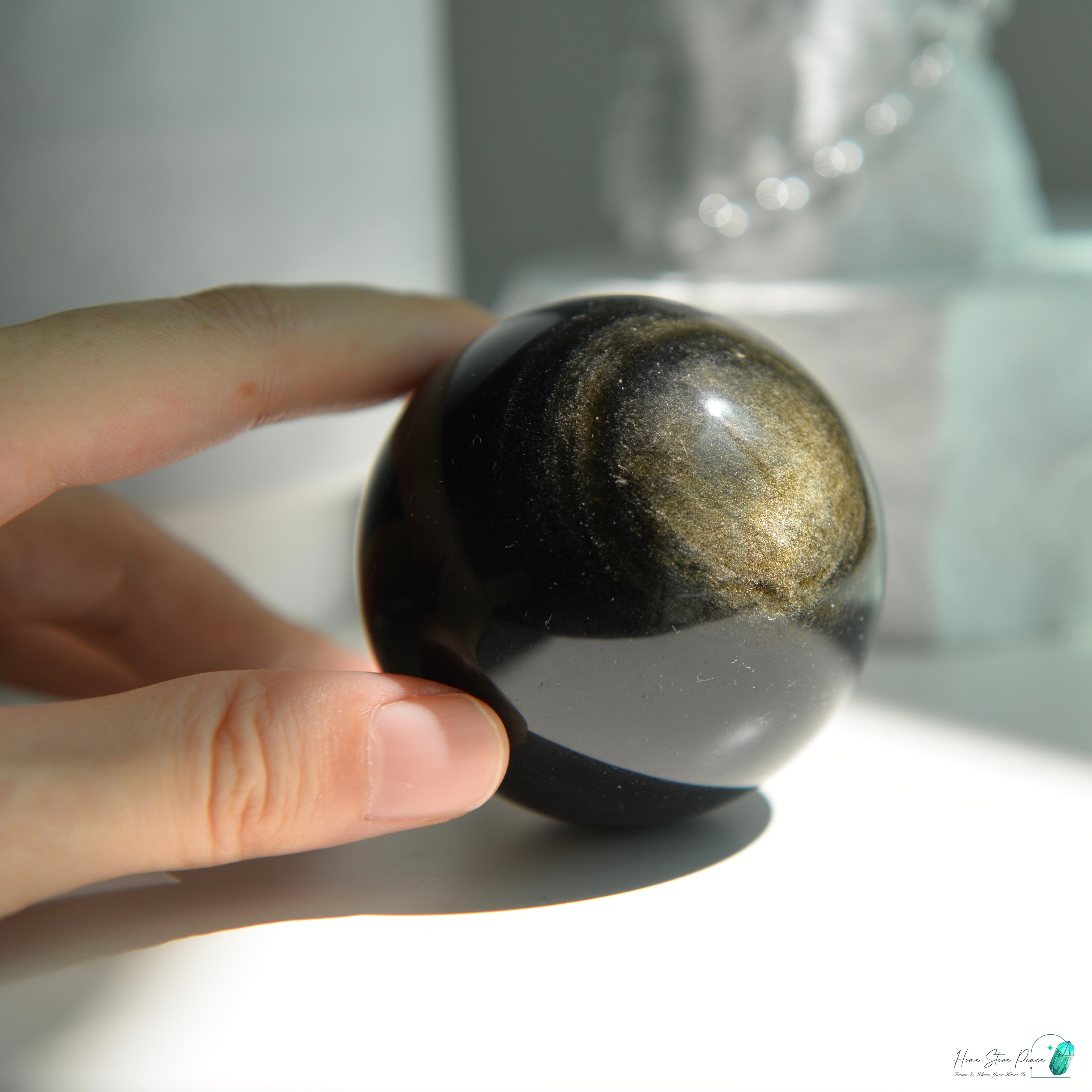 金曜石球 Gold Sheen Obsidian Sphere