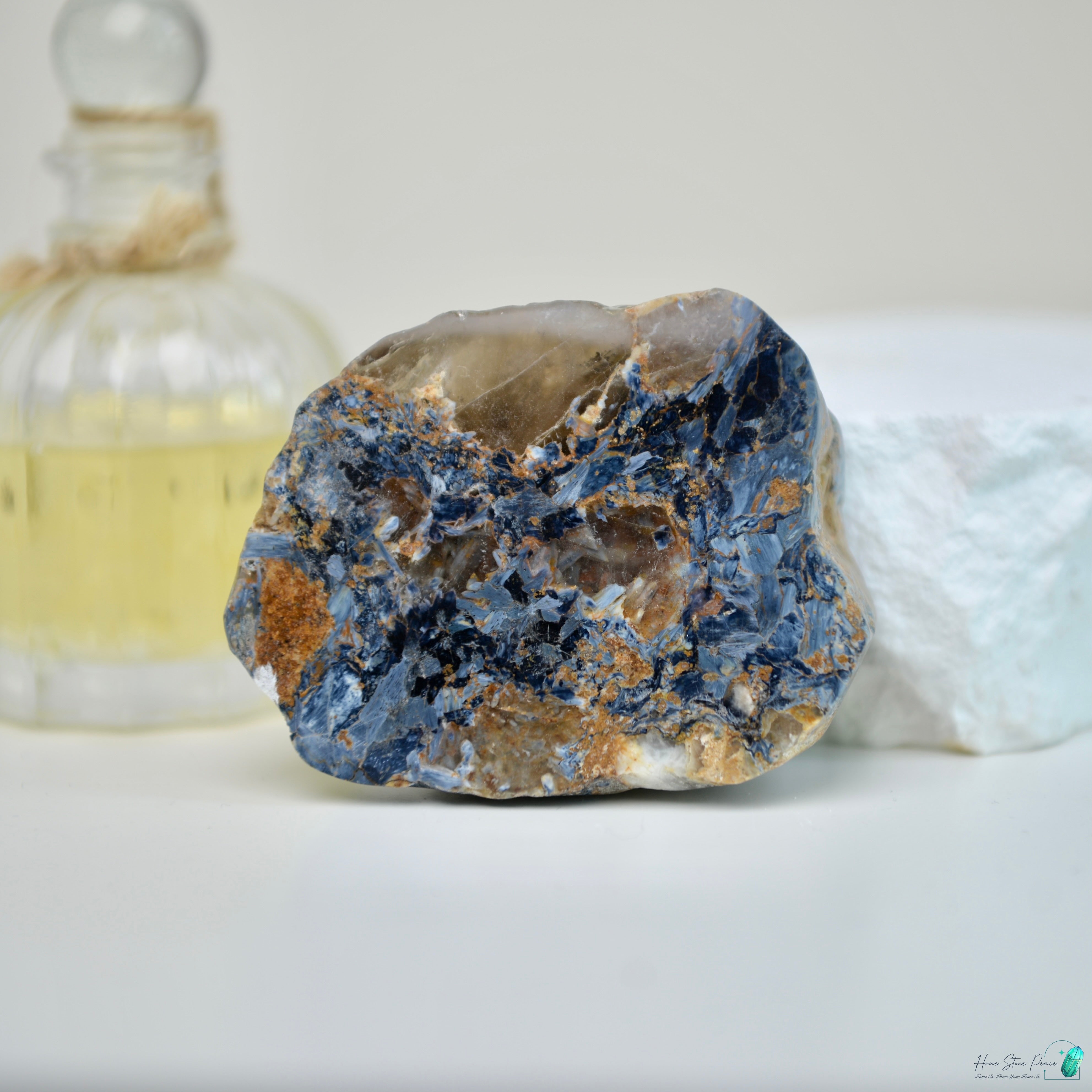 彼得石茶晶共生原石 Pietersite with Smoky Quartz Cluster