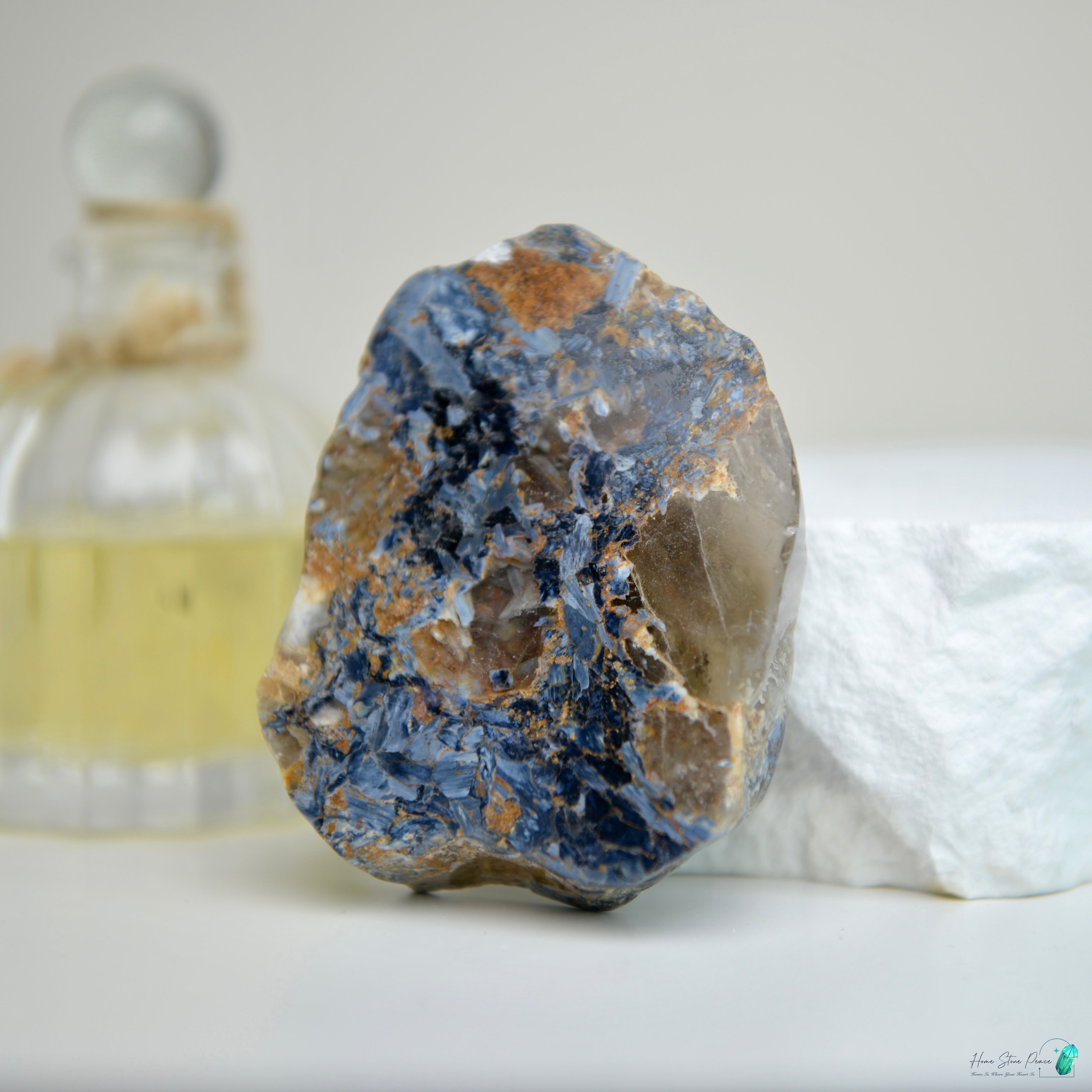 彼得石茶晶共生原石 Pietersite with Smoky Quartz Cluster